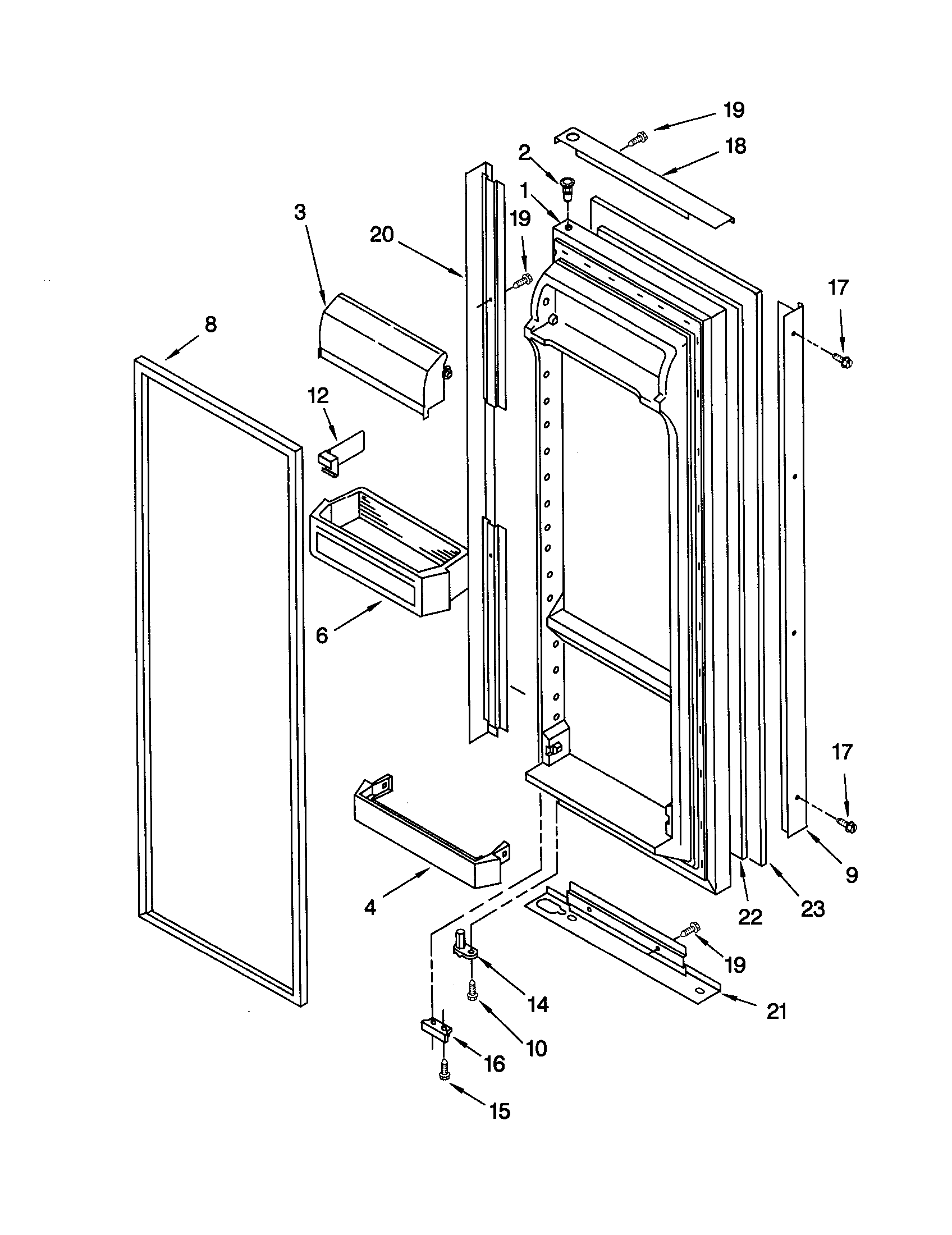 Whirlpool GD25SFXHS03 refrigerator door diagram