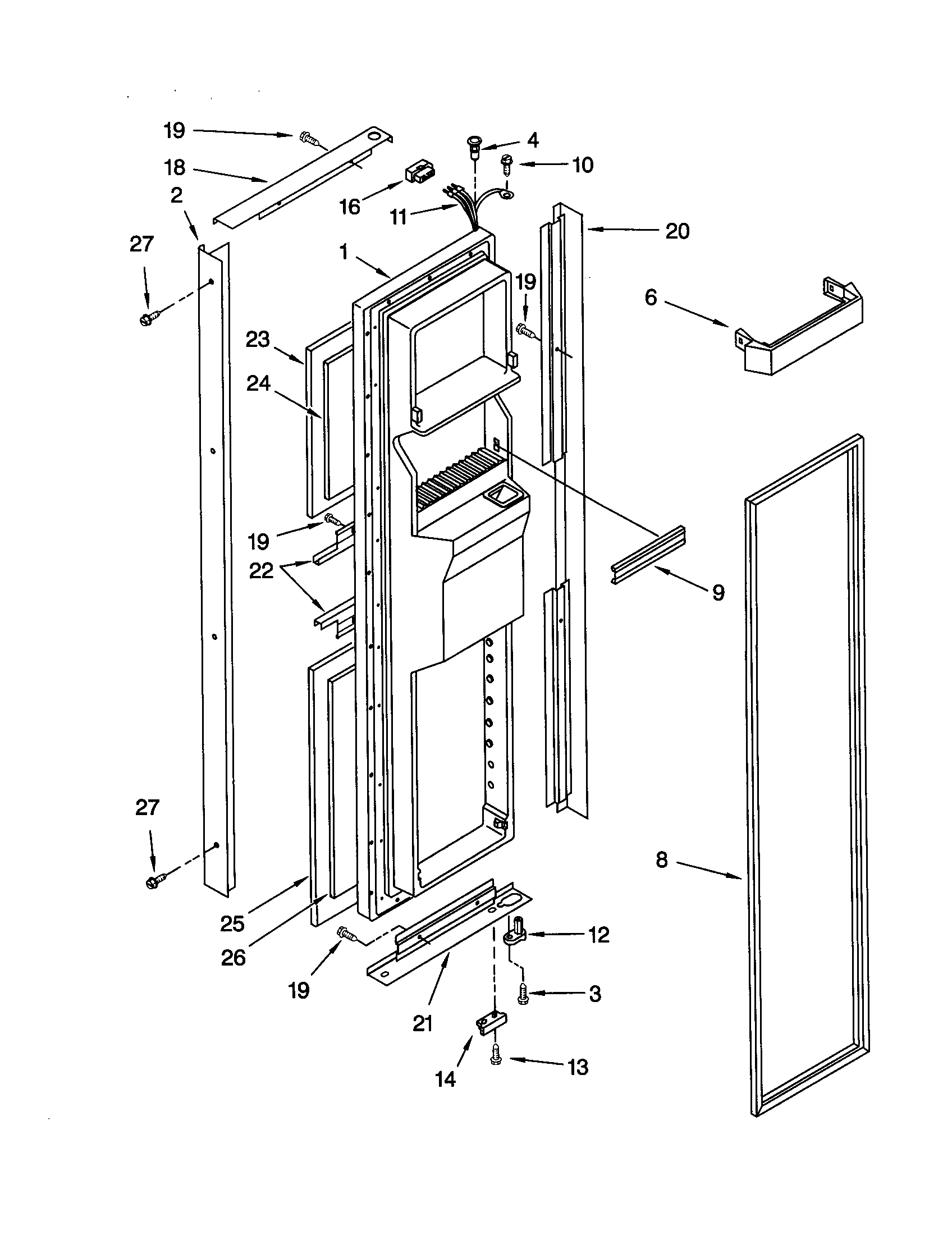 Whirlpool GD25SFXHS03 freezer door diagram