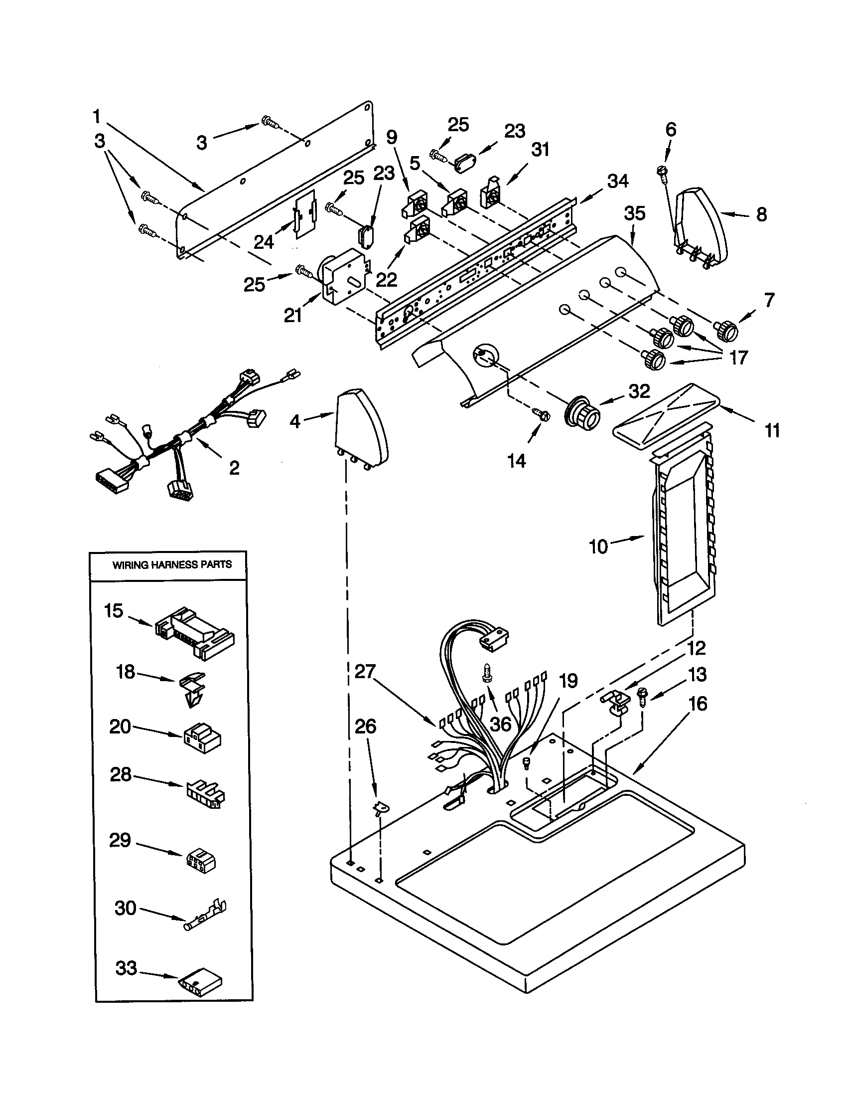 Whirlpool GEQ9858JQ0 top and console diagram