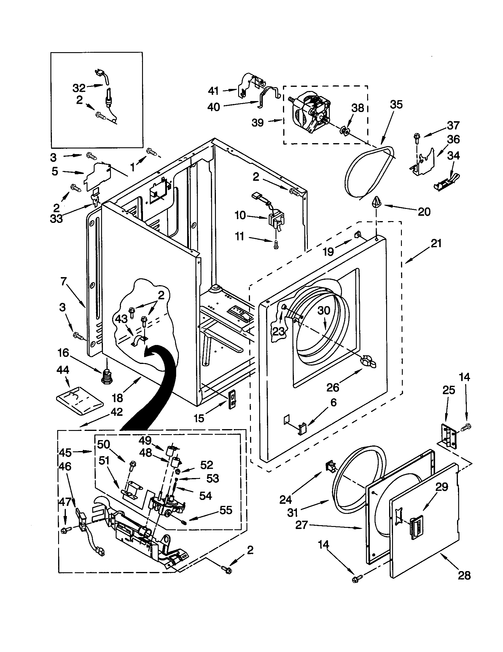 Whirlpool LGR3624JQ0 cabinet diagram