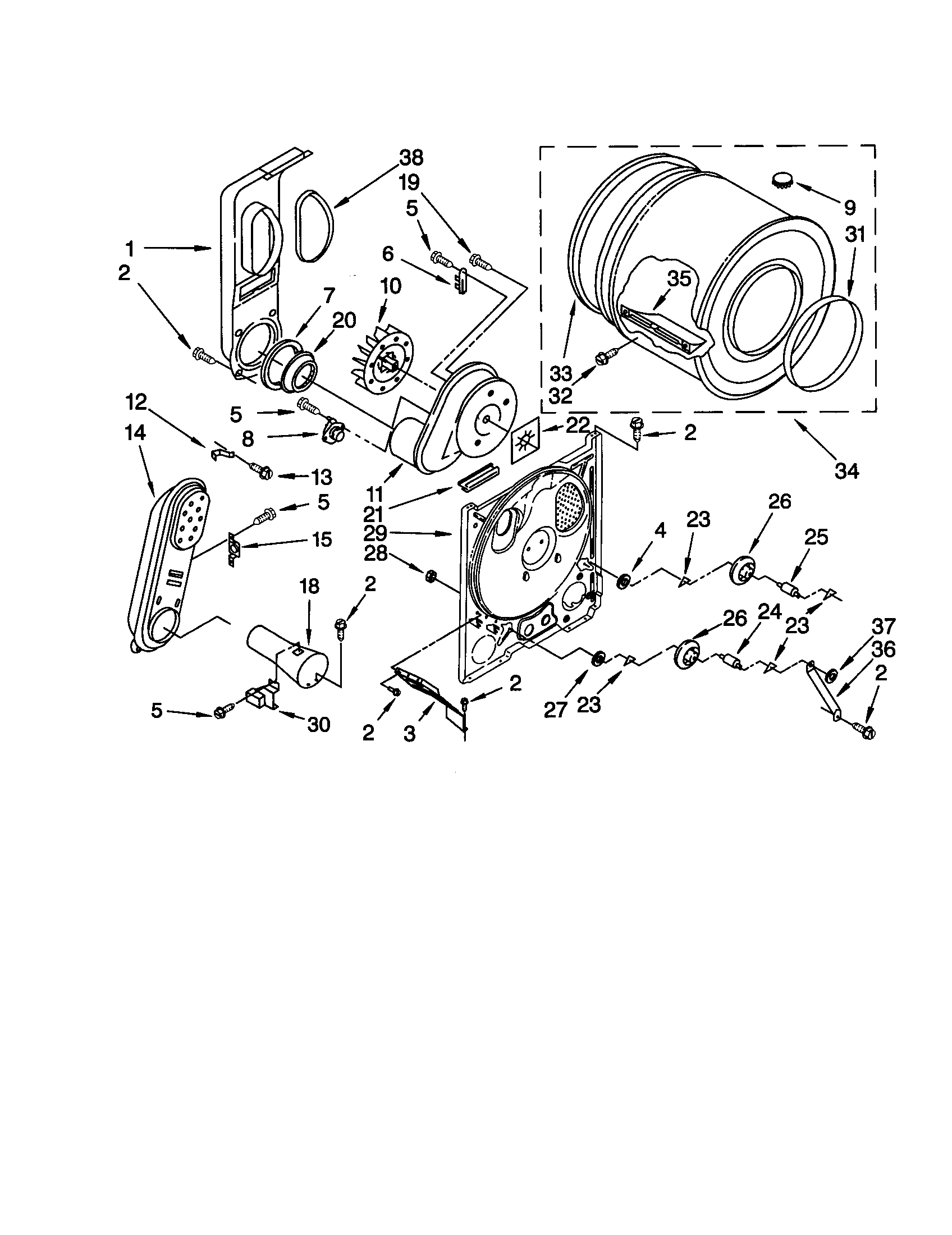 Whirlpool LGR3624JQ0 bulkhead diagram