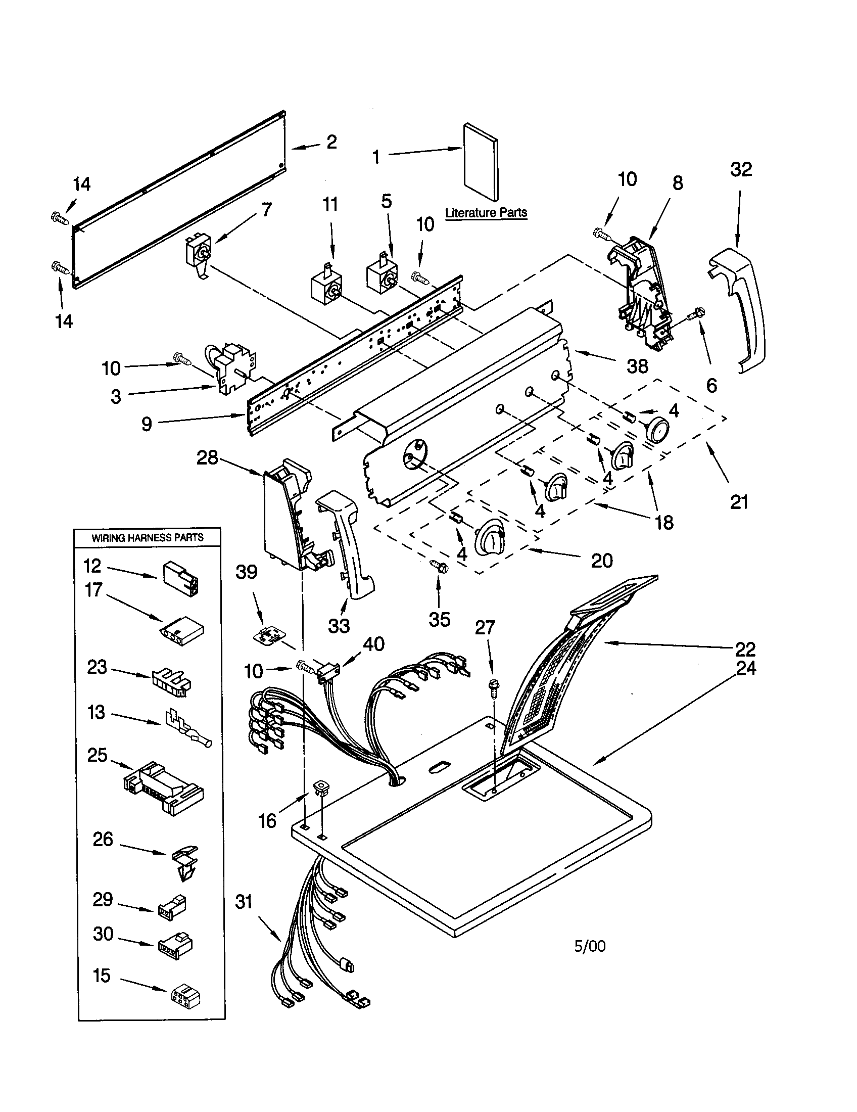 Kenmore 110C70832990 top and console diagram