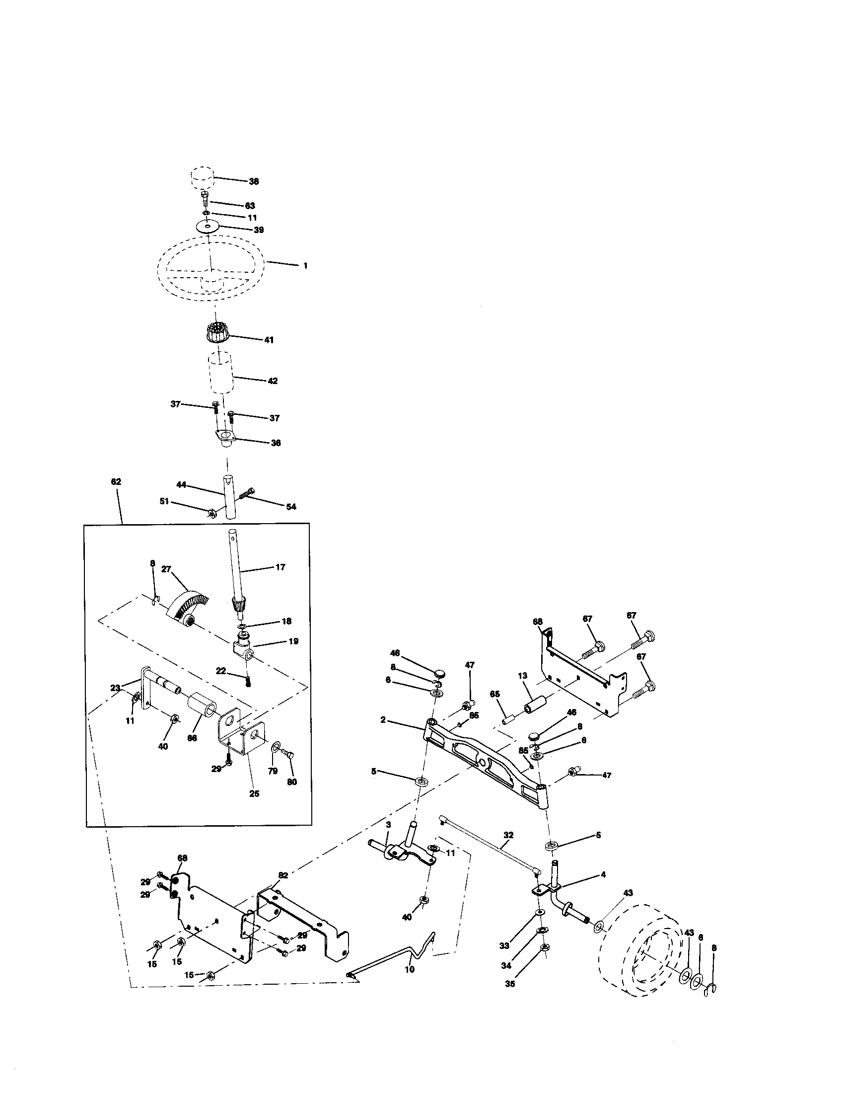 Poulan PR20H42STA steering assembly diagram