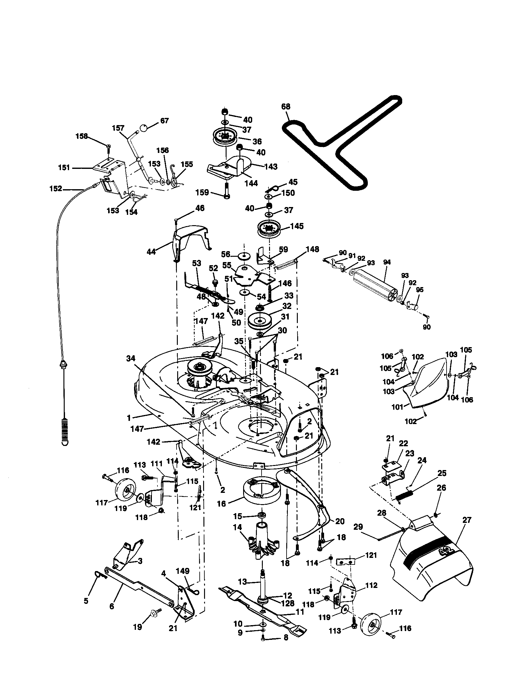 Poulan PR20H42STA mower deck diagram