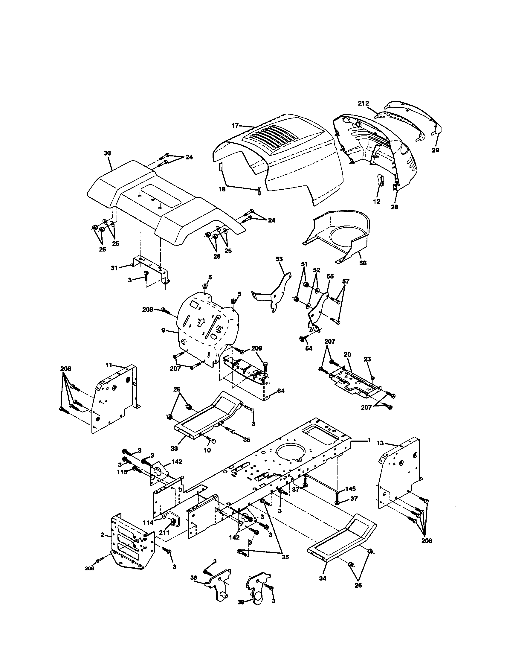 Poulan PR2042STA chassis and enclosures diagram