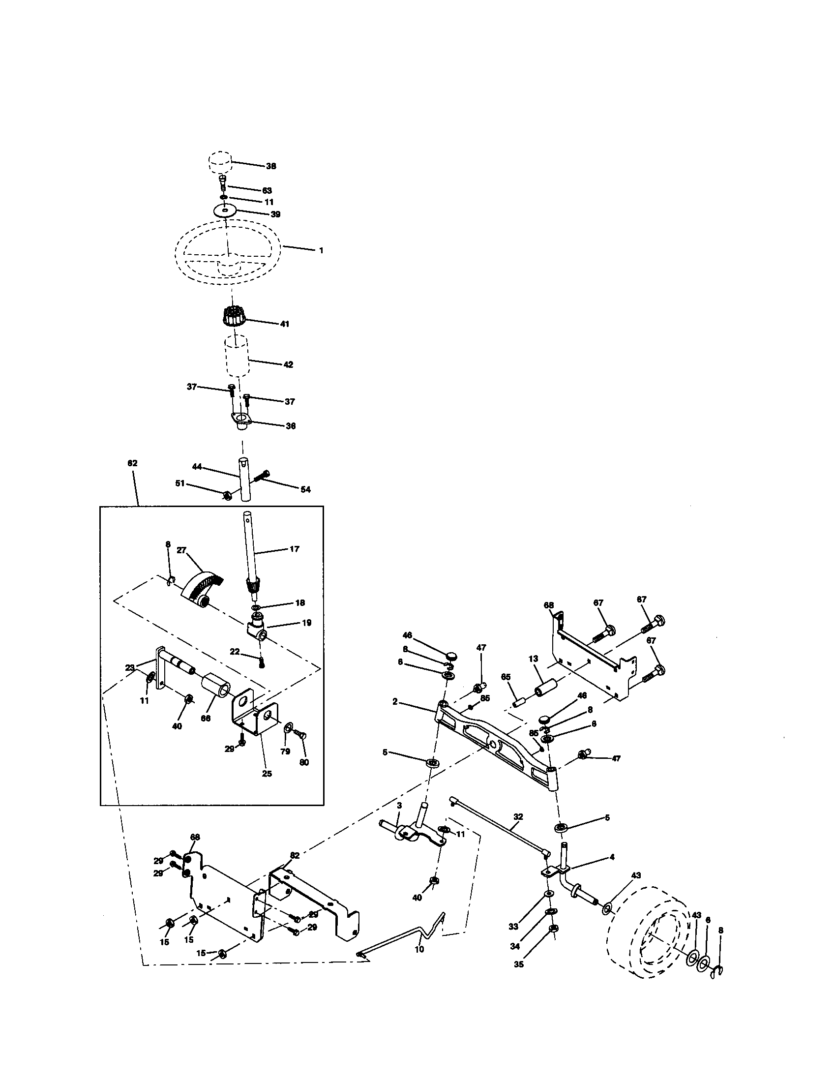 Poulan PR2042STA steering assembly diagram