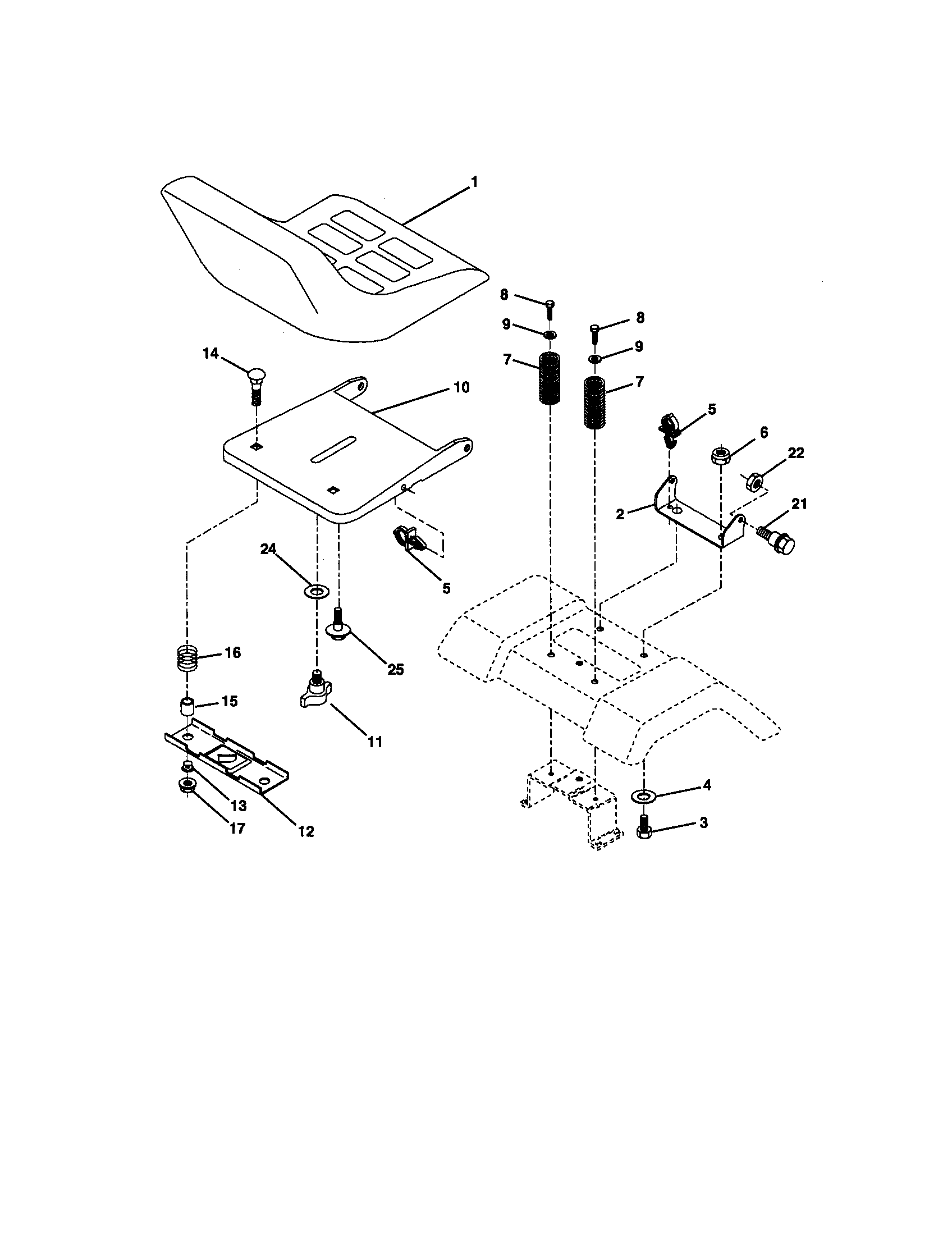 Poulan PR2042STA seat assembly diagram