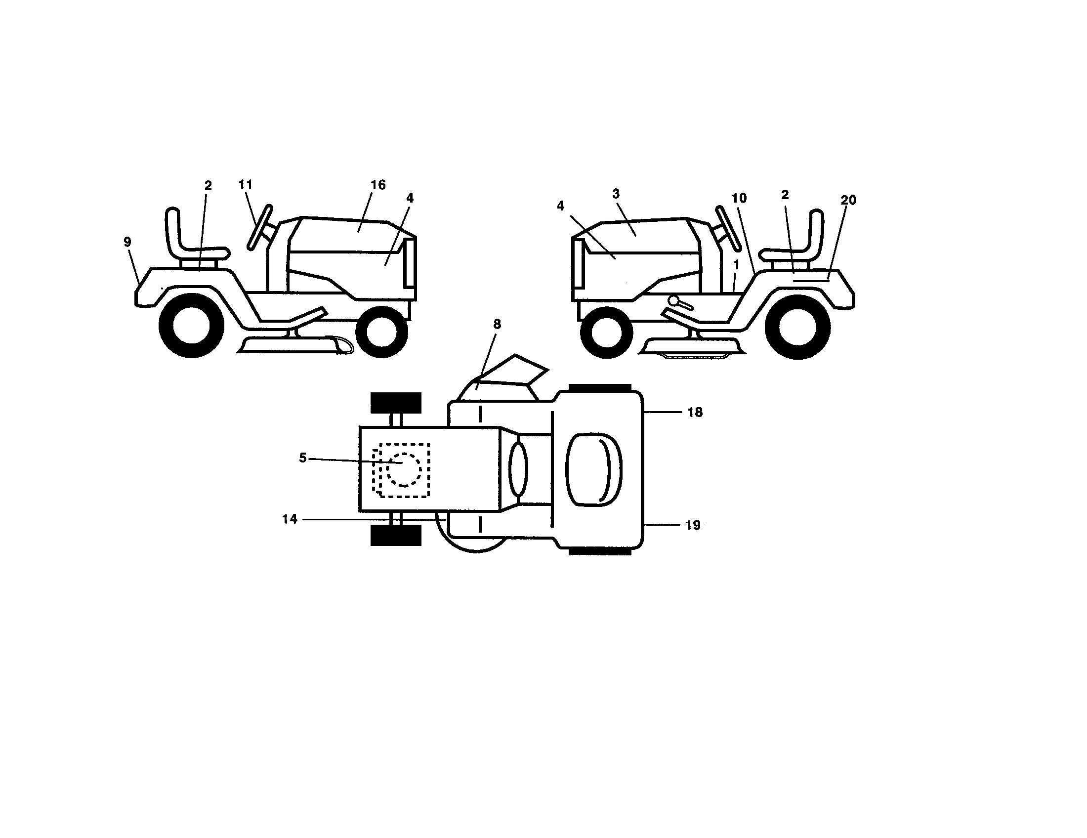 Poulan PR2042STA decals diagram