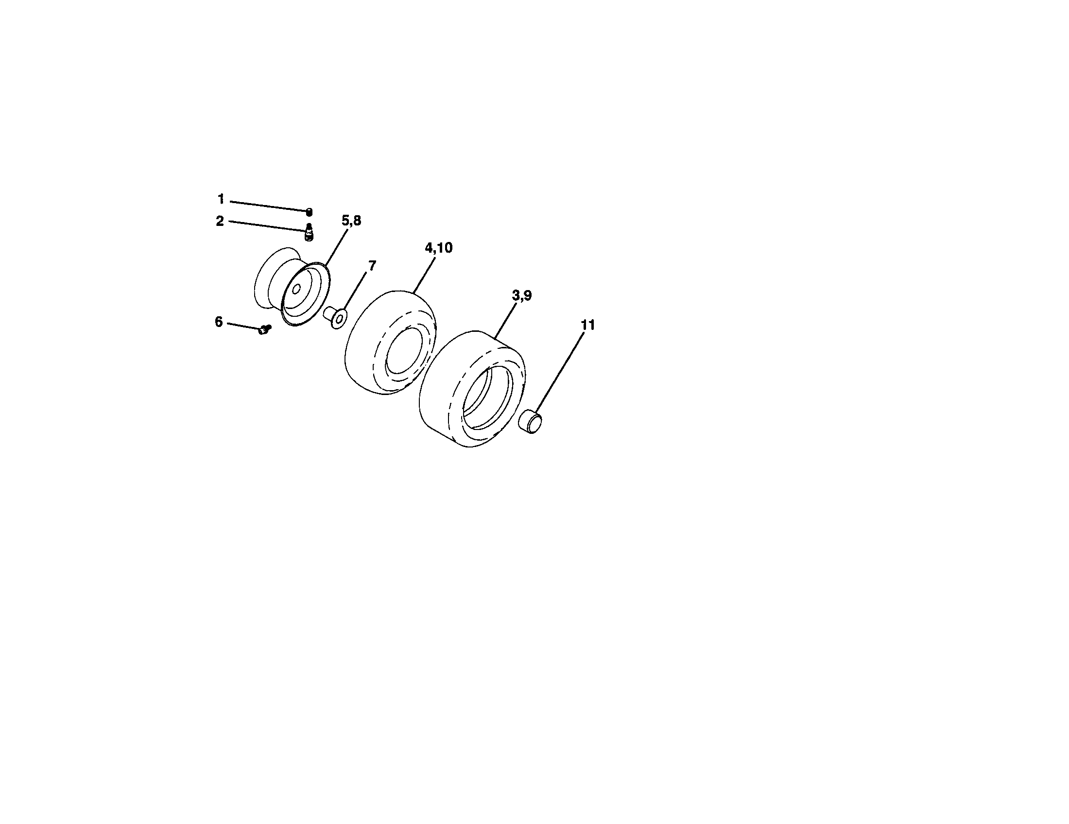 Poulan PR2042STA wheels and tires diagram