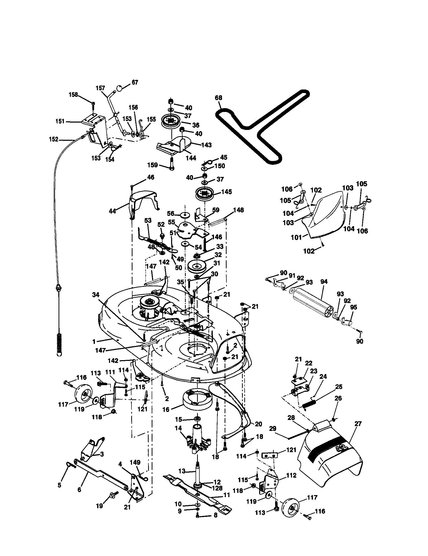 Poulan PR2042STA mower deck diagram