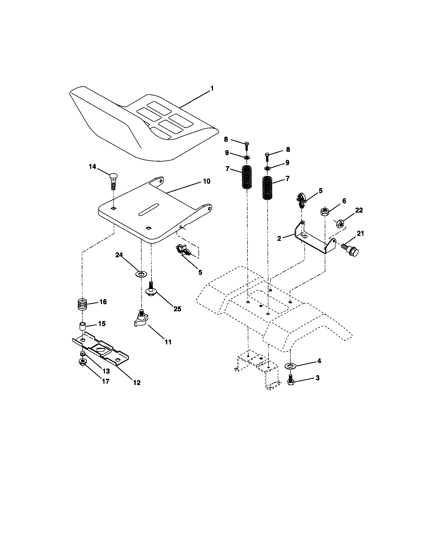 Poulan PR16H42STA seat assembly diagram