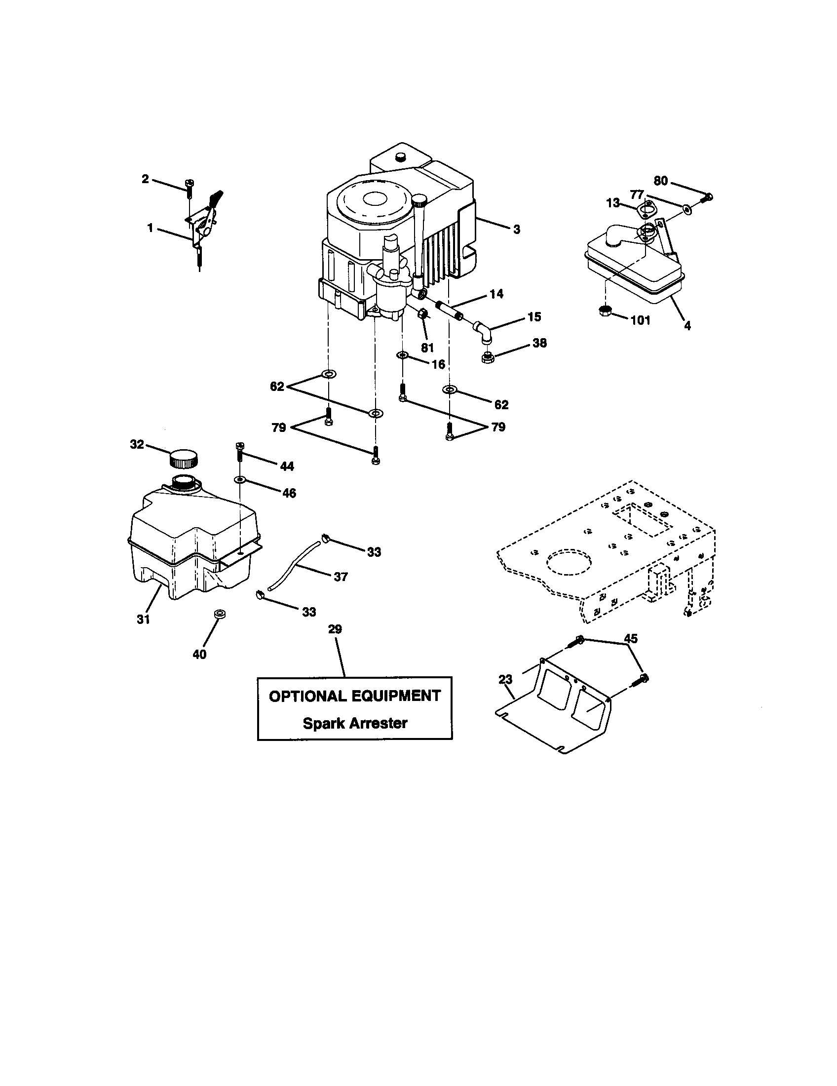 Poulan PR16H42STA engine diagram