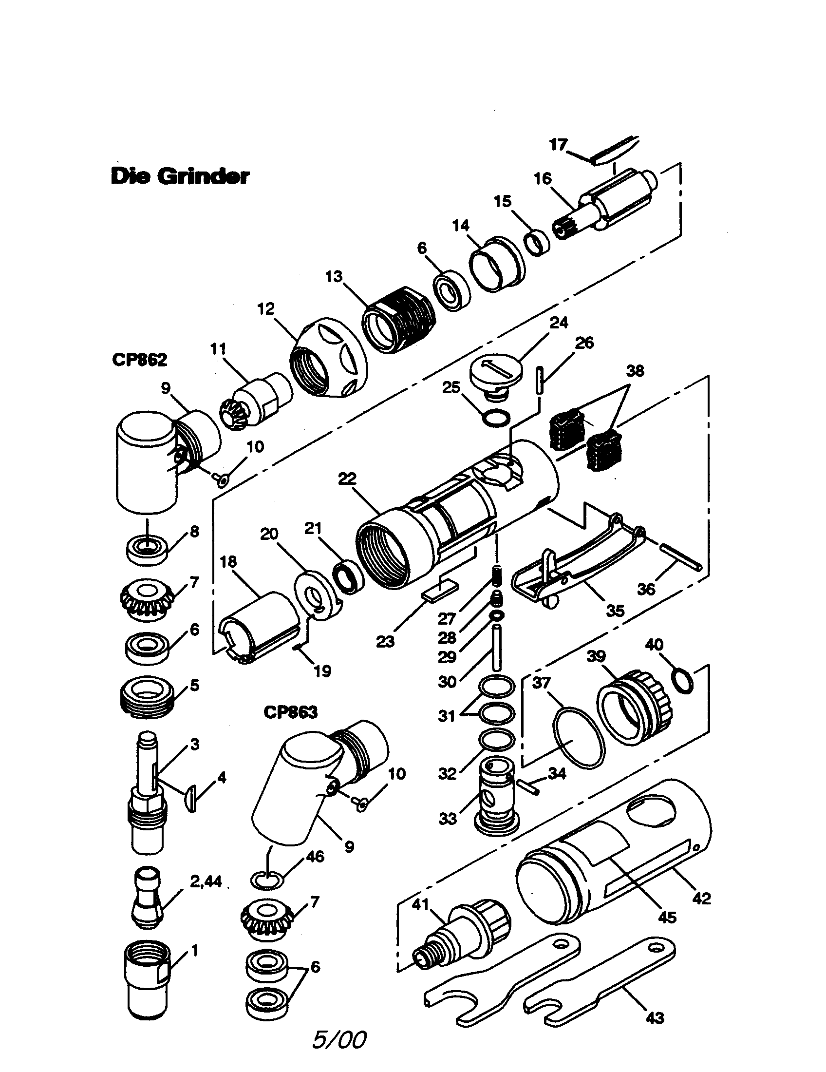Chicago Pneumatic CP863 die grinder diagram