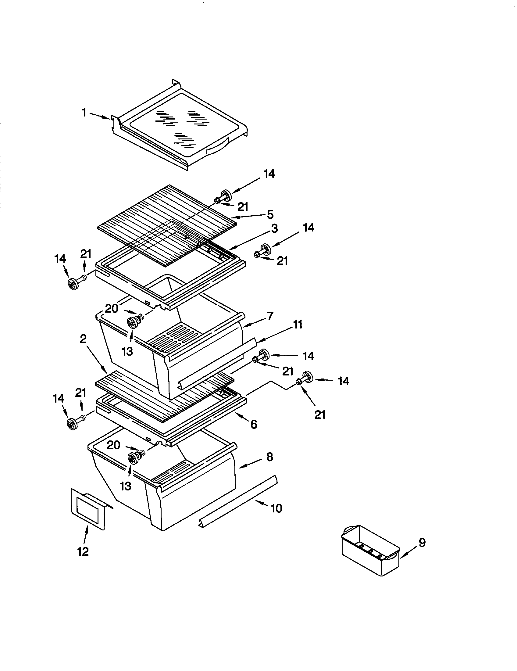 Kenmore 10648262892 refrigerator shelf diagram