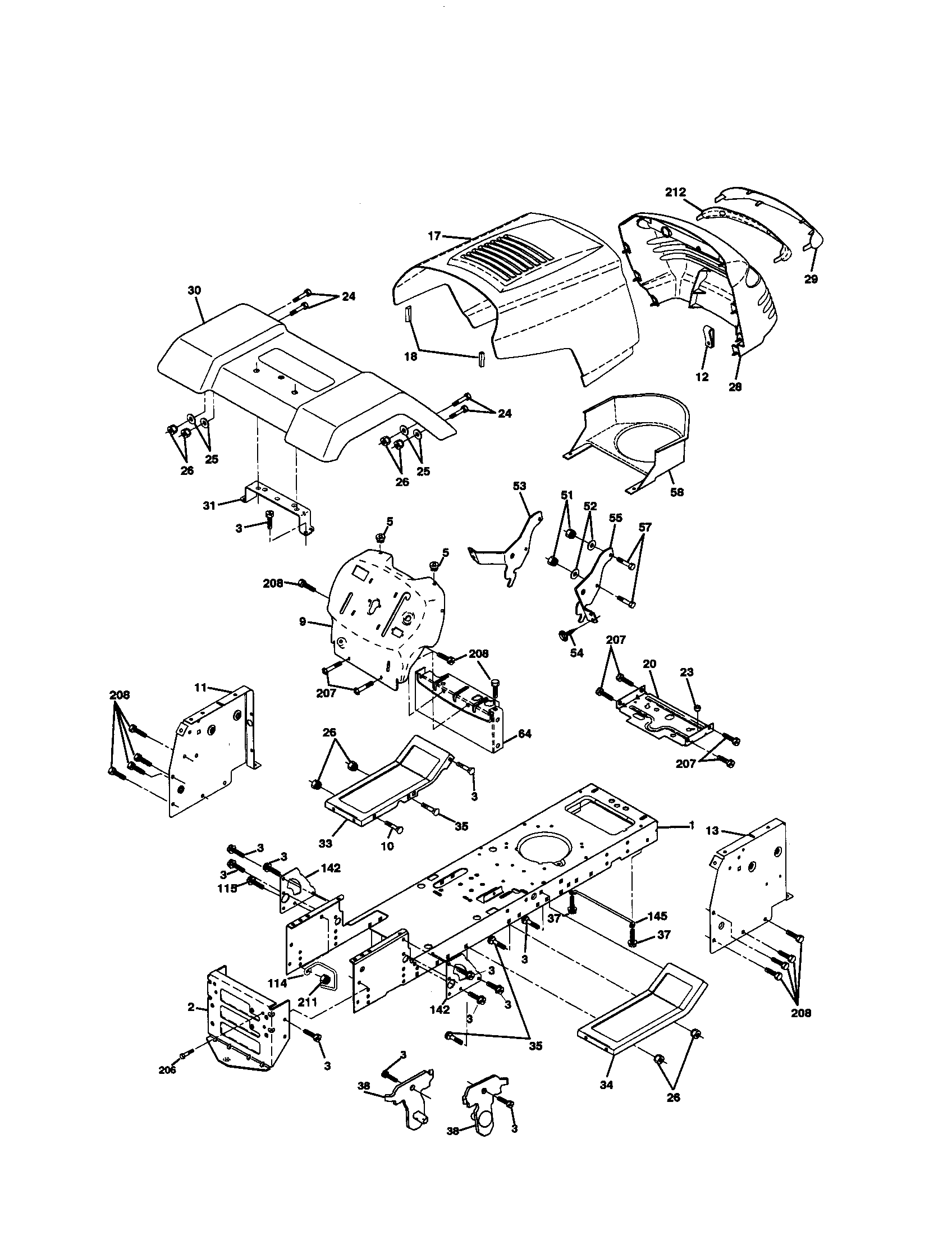 Poulan PR18542STB chassis and enclosures diagram