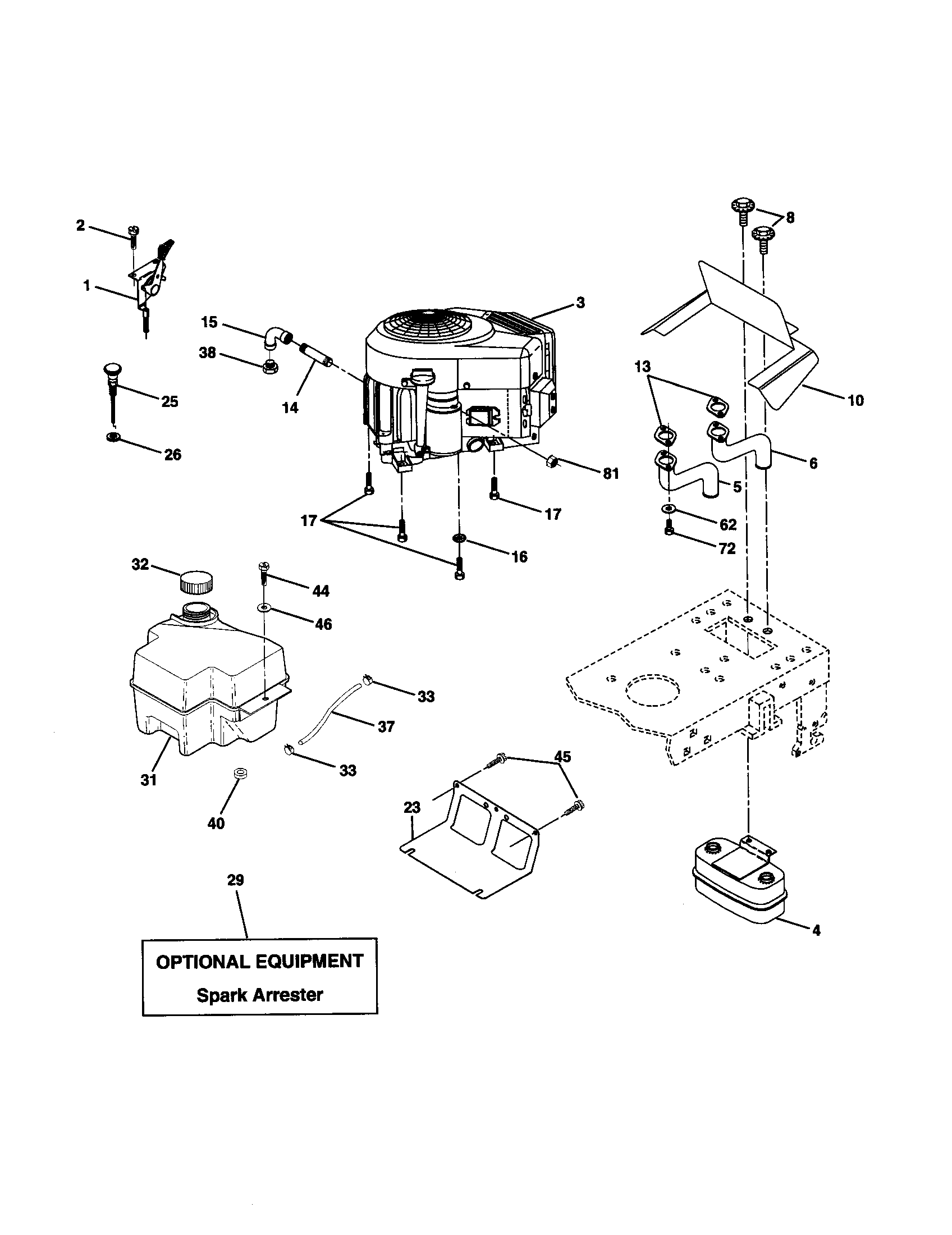 Poulan PR18542STB engine diagram