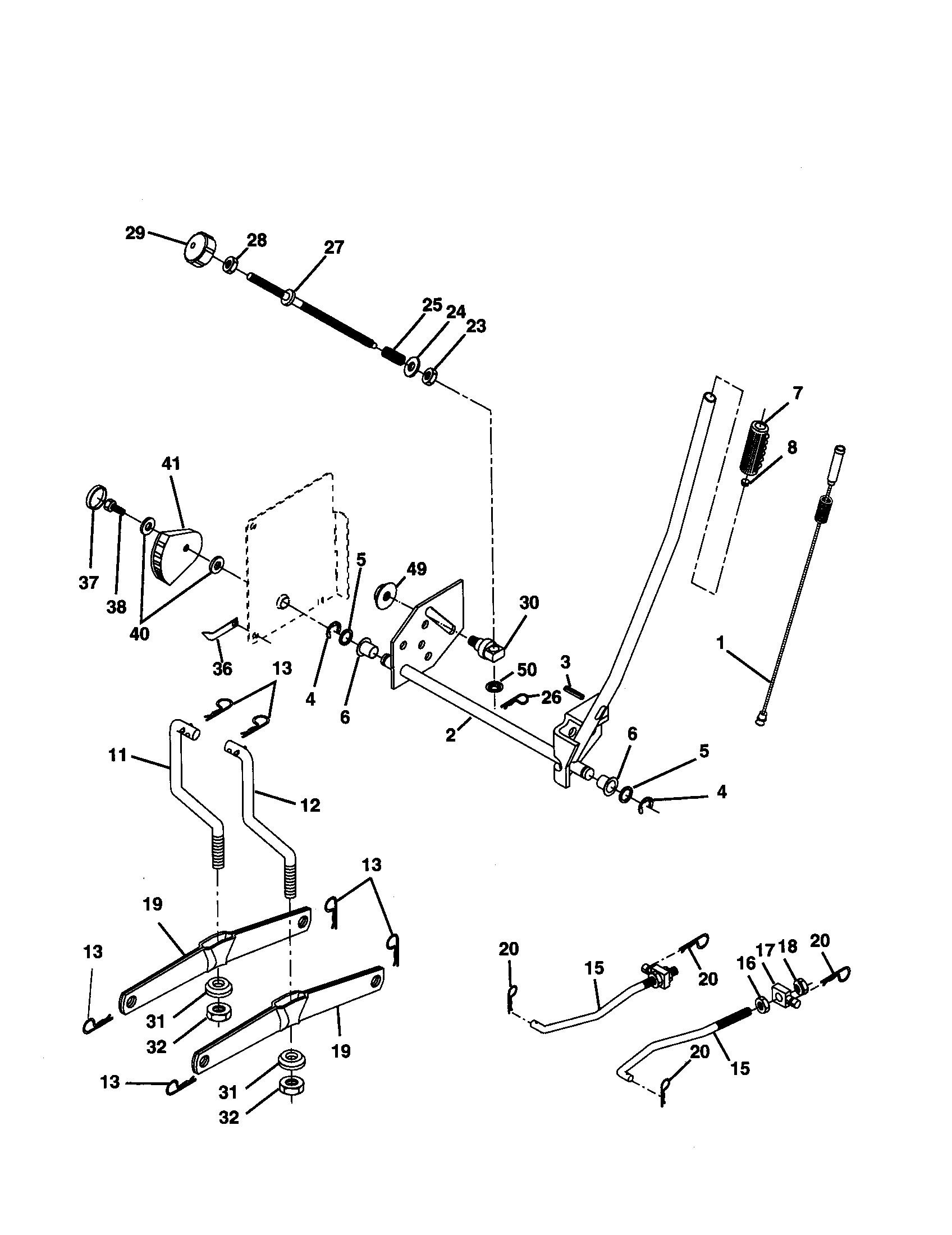 Poulan PR18542STB mower lift diagram