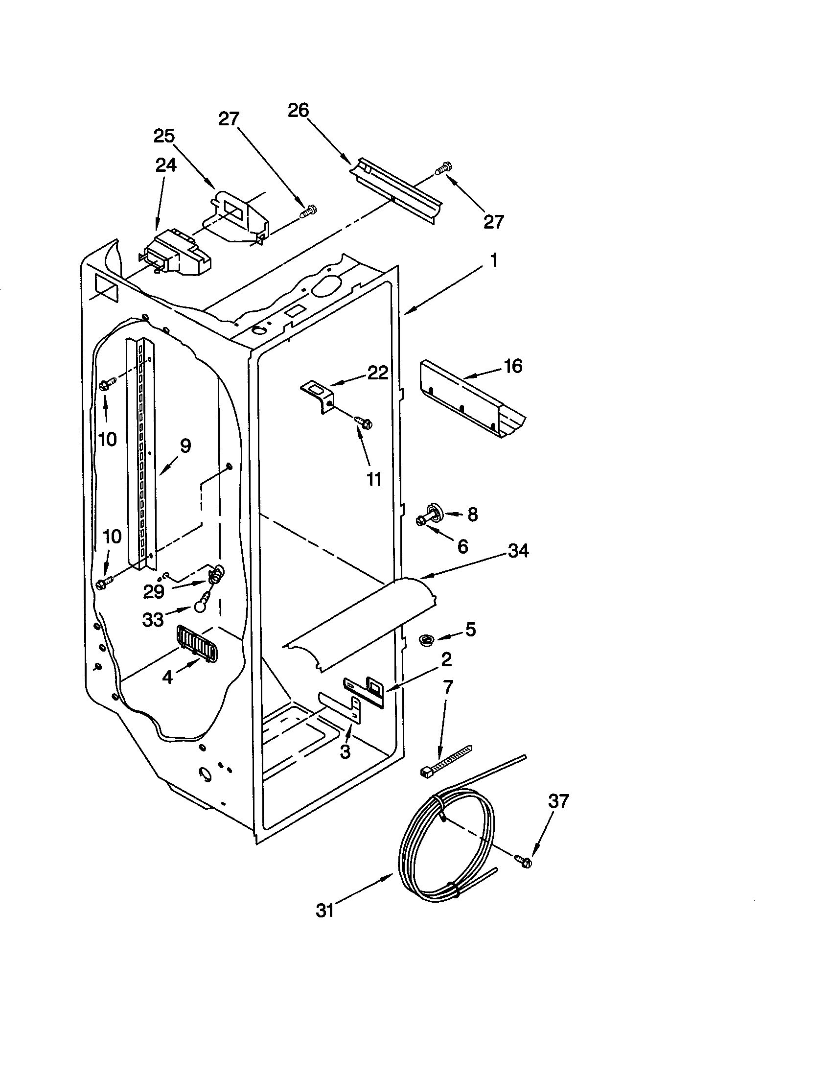 Whirlpool ED25QFXHW00 refrigerator liner diagram