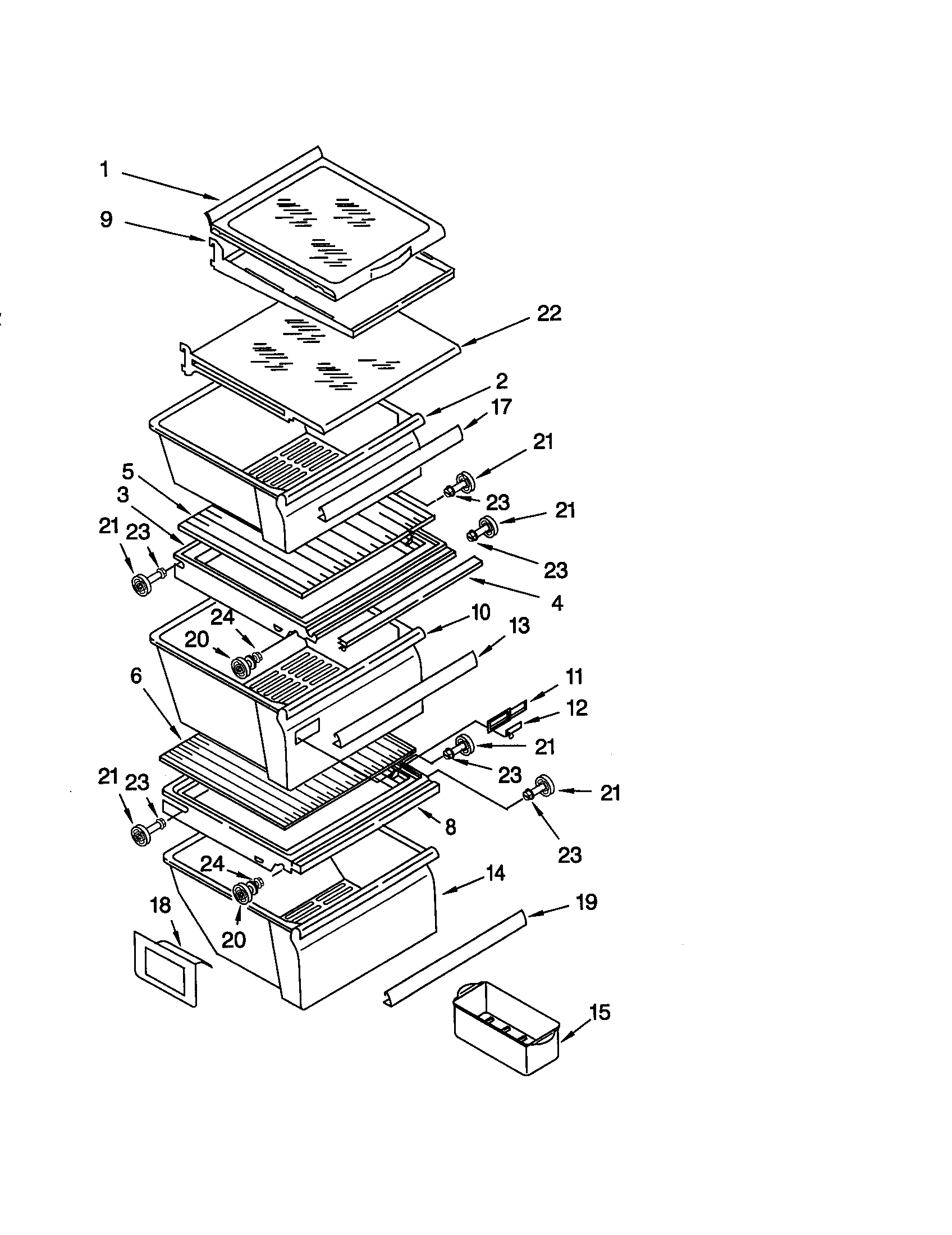 Whirlpool ED25QFXHW00 refrigerator shelf diagram