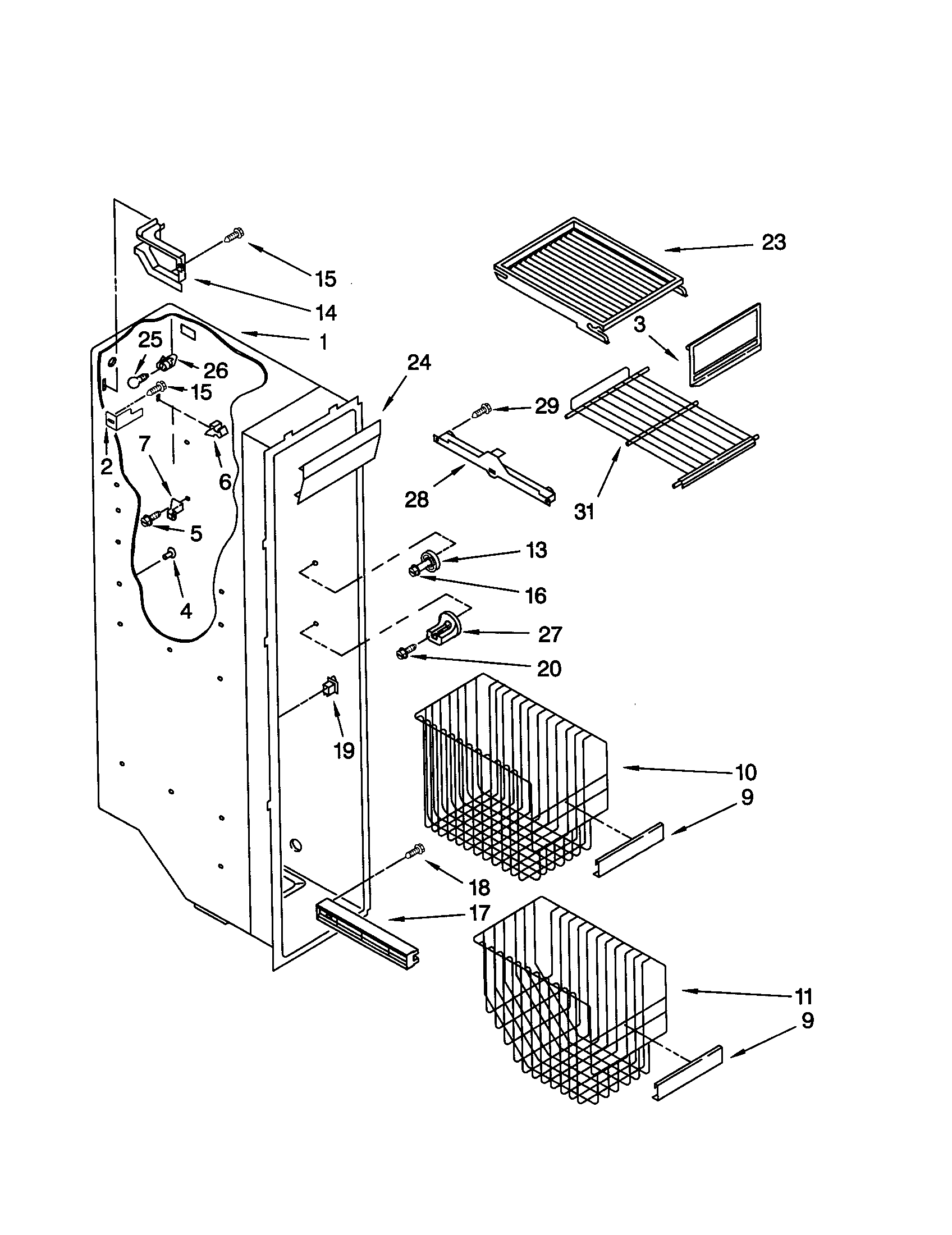 Whirlpool ED25QFXHW00 freezer liner diagram