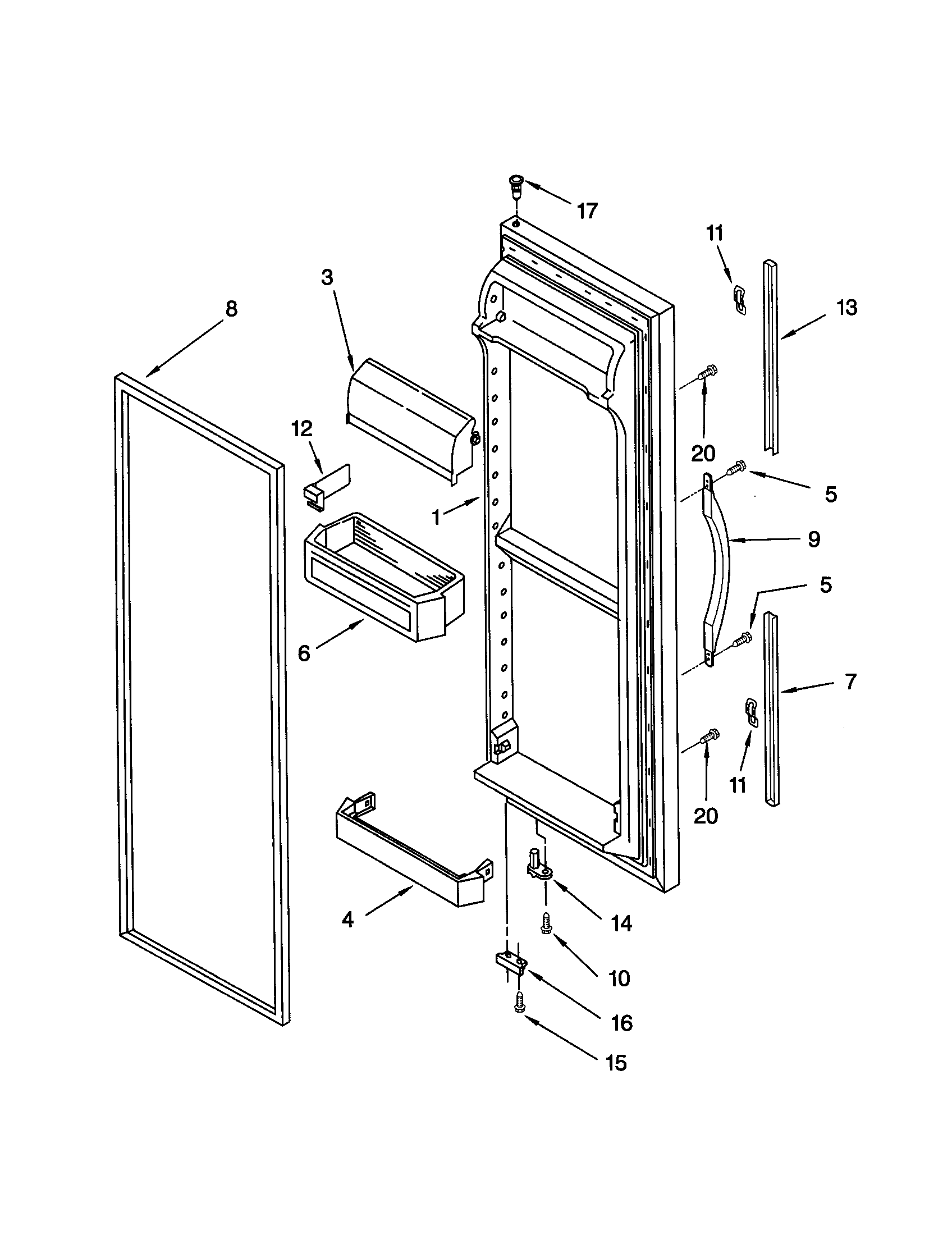 Whirlpool ED25QFXHW00 refrigerator door diagram