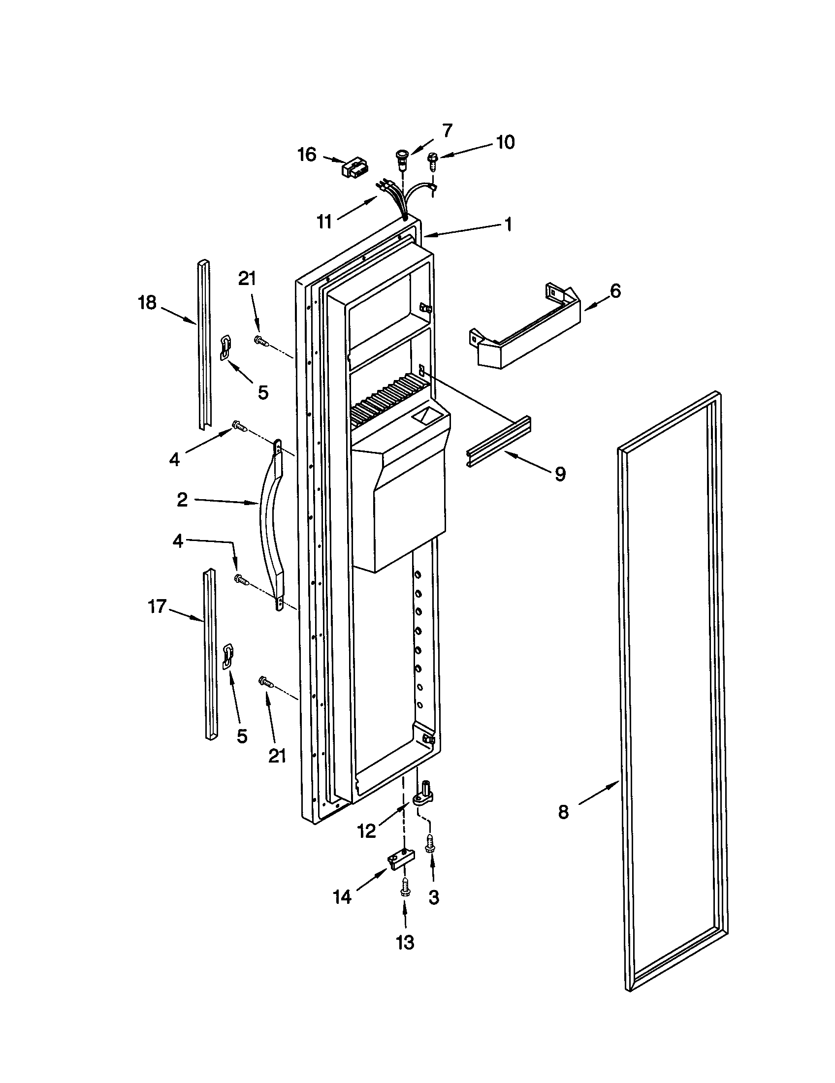 Whirlpool ED25QFXHW00 freezer door diagram