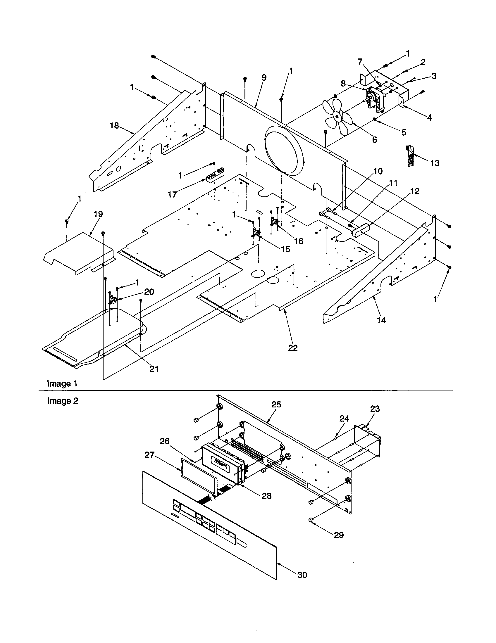 Amana AOCS2740WW-P1132369NWW control compartment and panel diagram