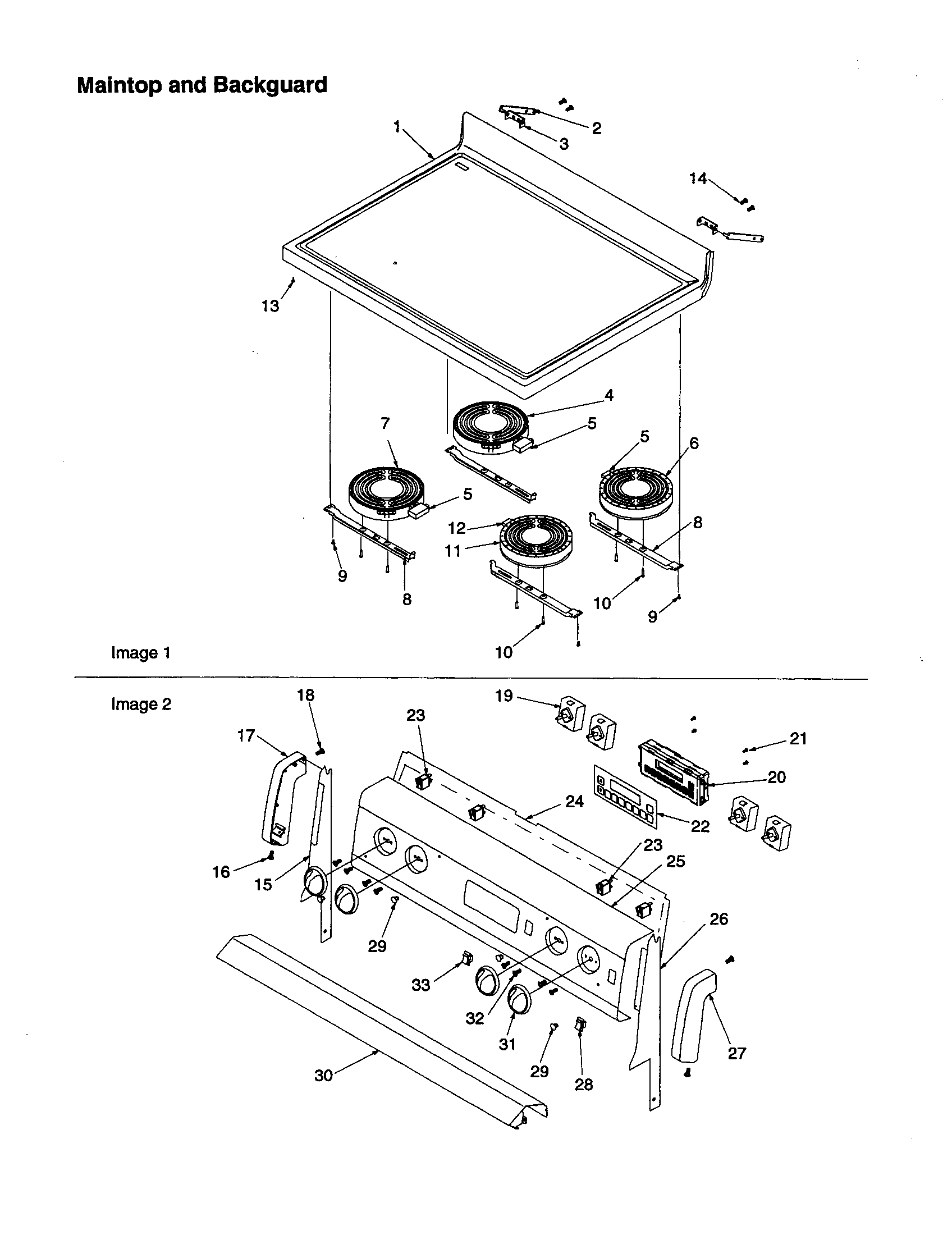 Amana ART6511WW/P1143821NWW maintop and backguard diagram