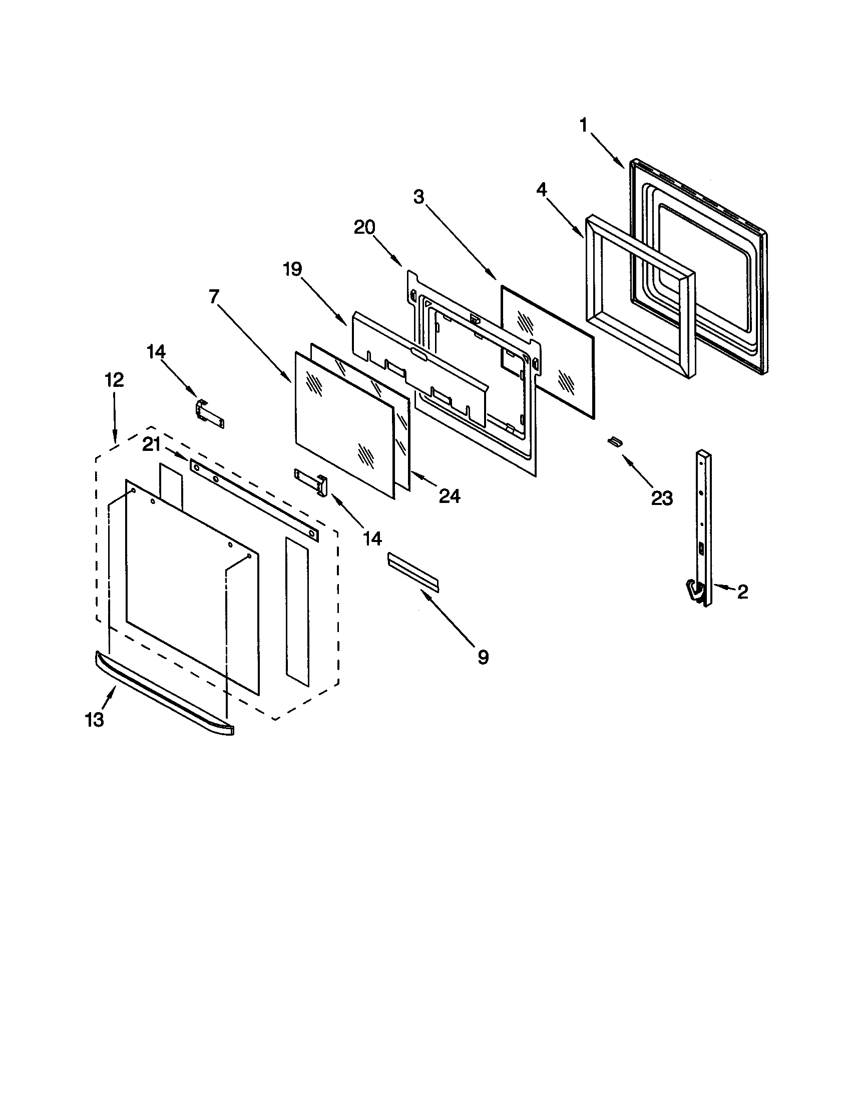 KitchenAid KEBS147DBL8 oven door diagram