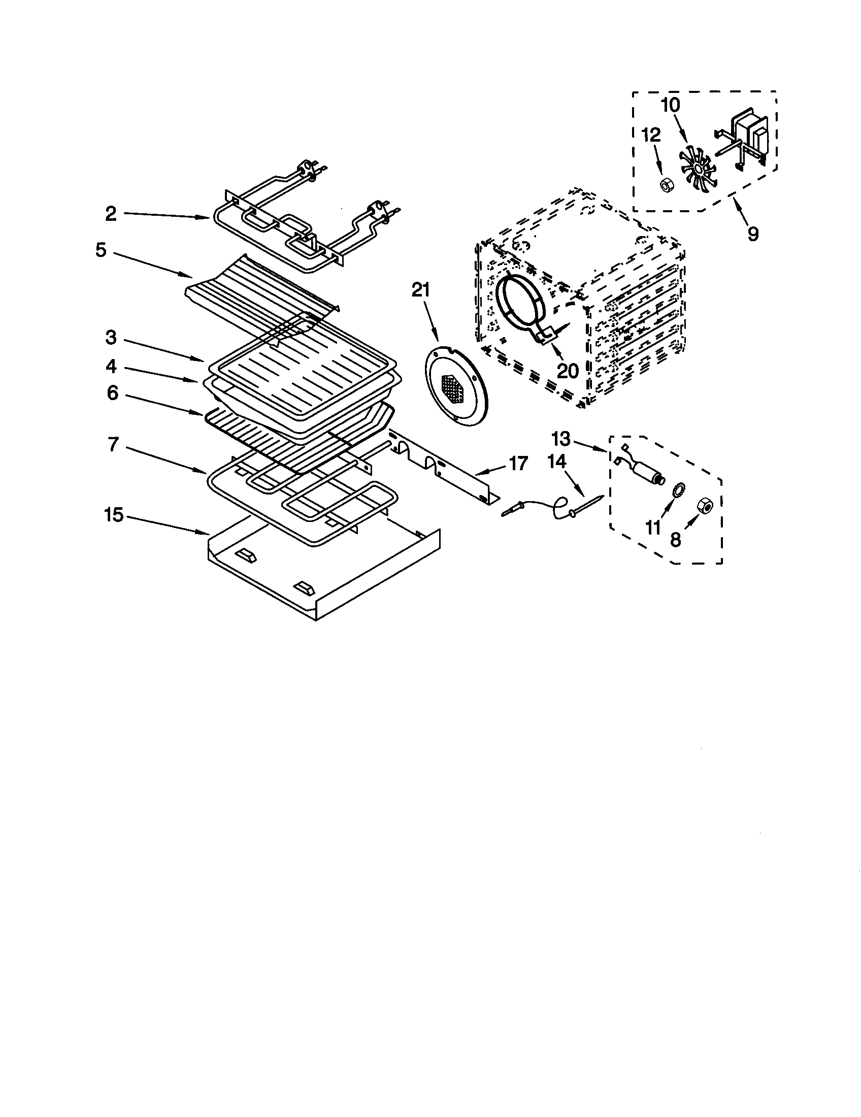 KitchenAid KEBS147DBL8 internal oven diagram