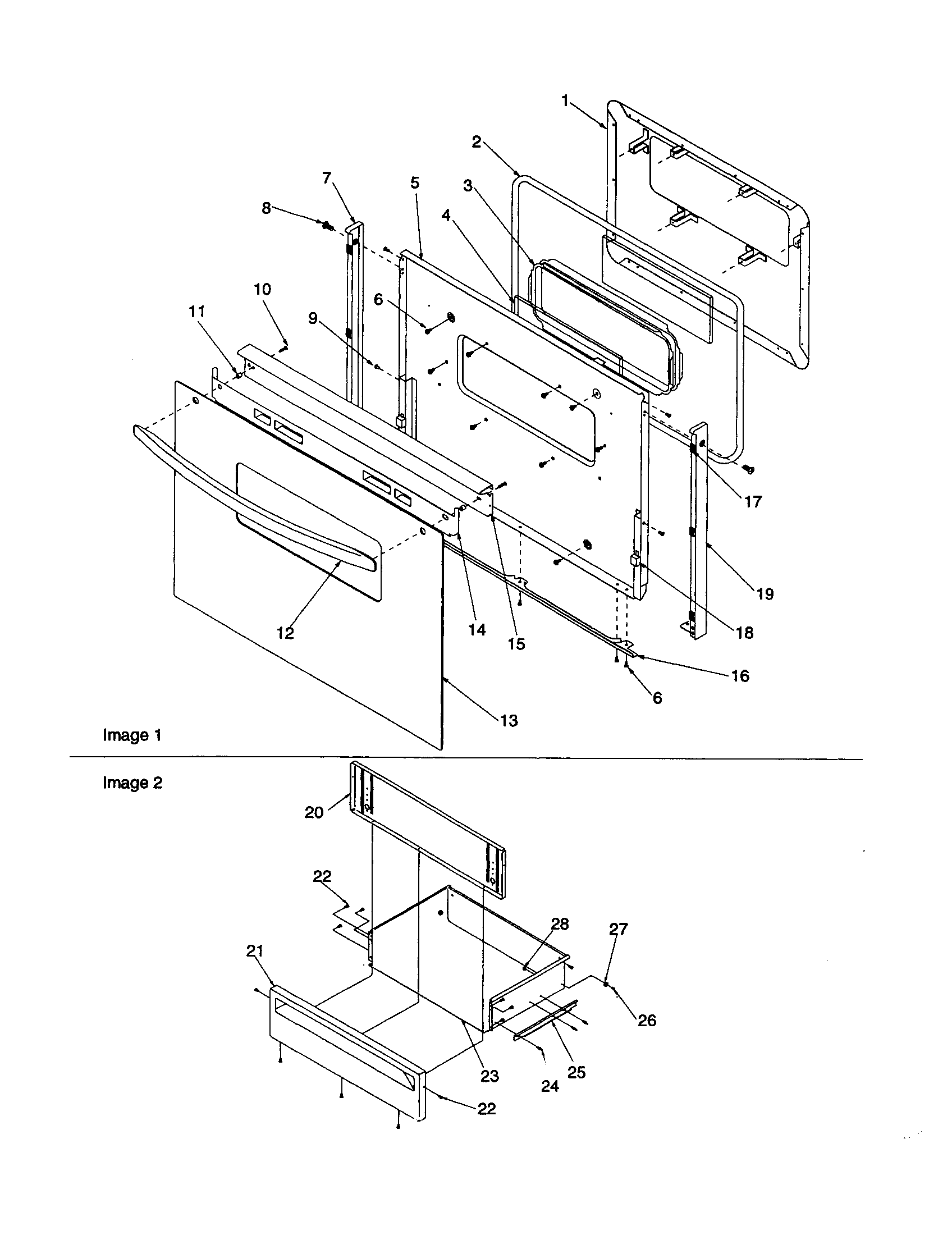 Amana ART6021C-P1143811NC oven door and storage diagram