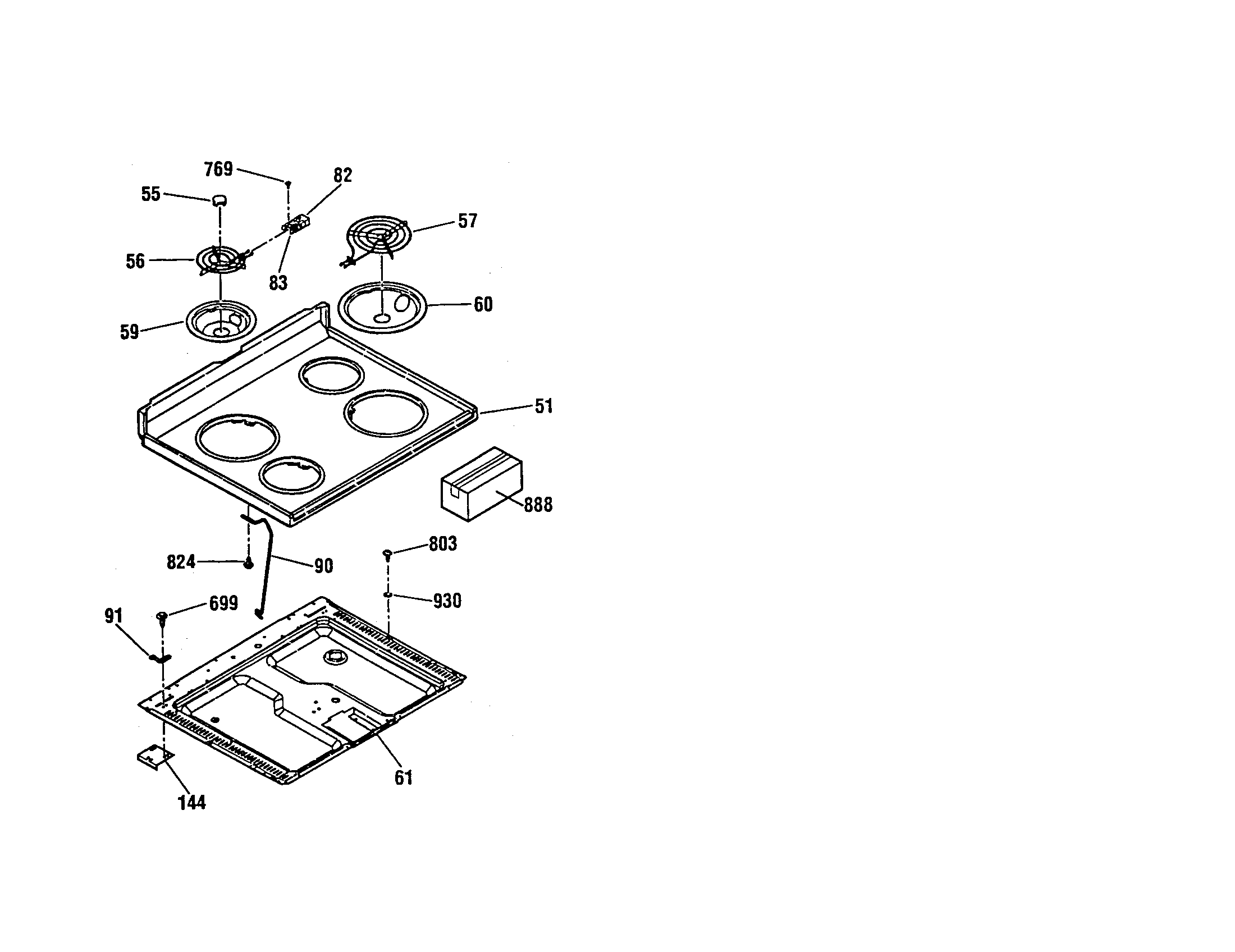 Kenmore 91163268690 maintop section diagram