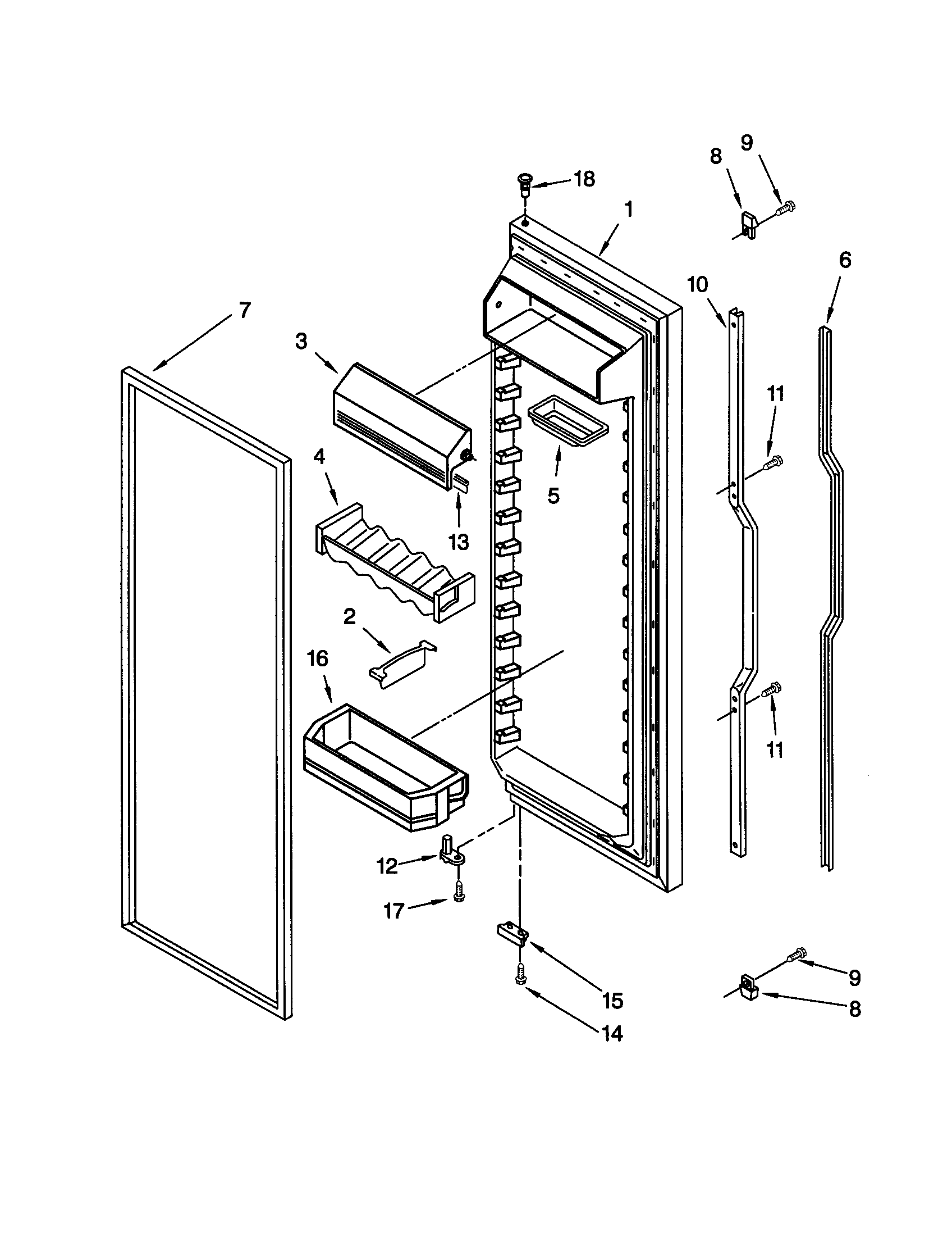 KitchenAid KSRS27FGBT03 refrigerator door diagram
