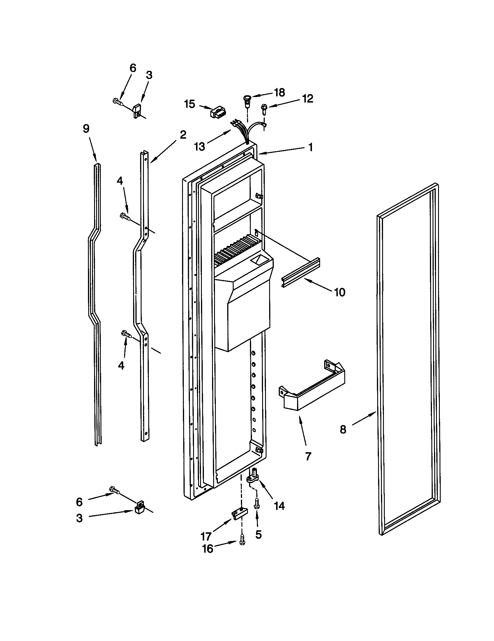 KitchenAid KSRS27FGBT03 freezer door diagram