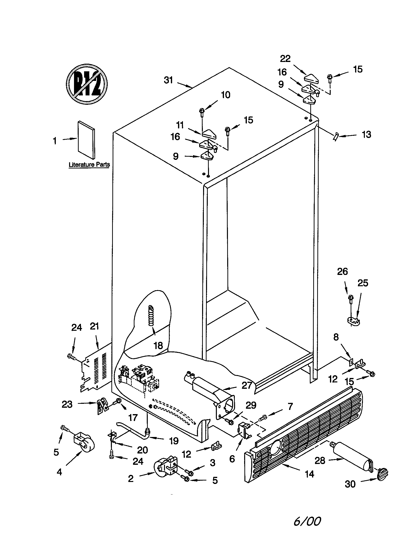 KitchenAid KSRS27FGSS11 cabinet diagram