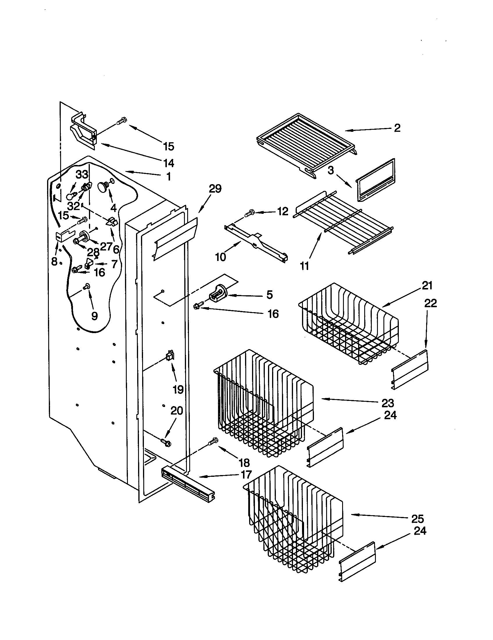 KitchenAid KSRS27FGSS11 freezer liner diagram