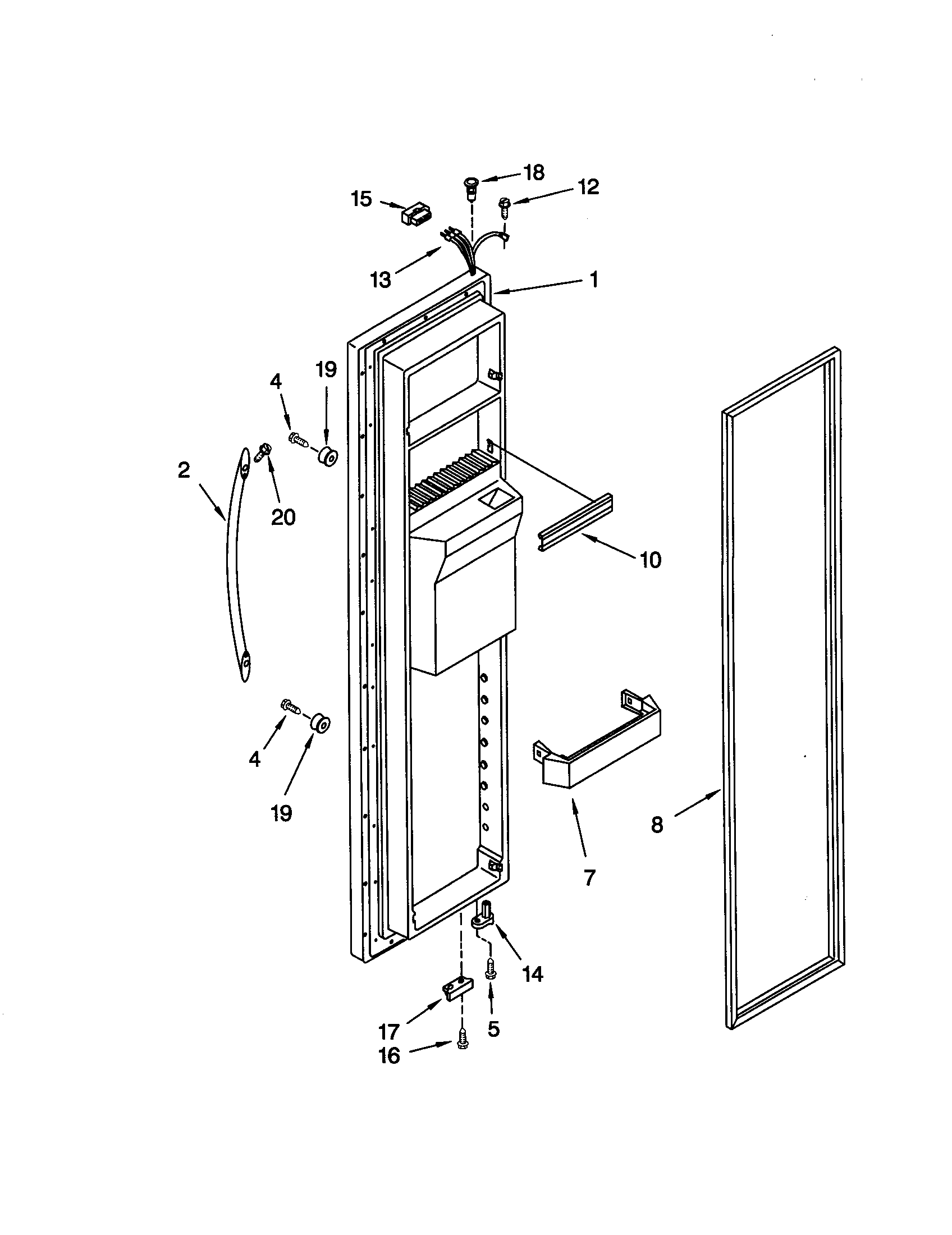 KitchenAid KSRS27FGSS11 freezer door diagram