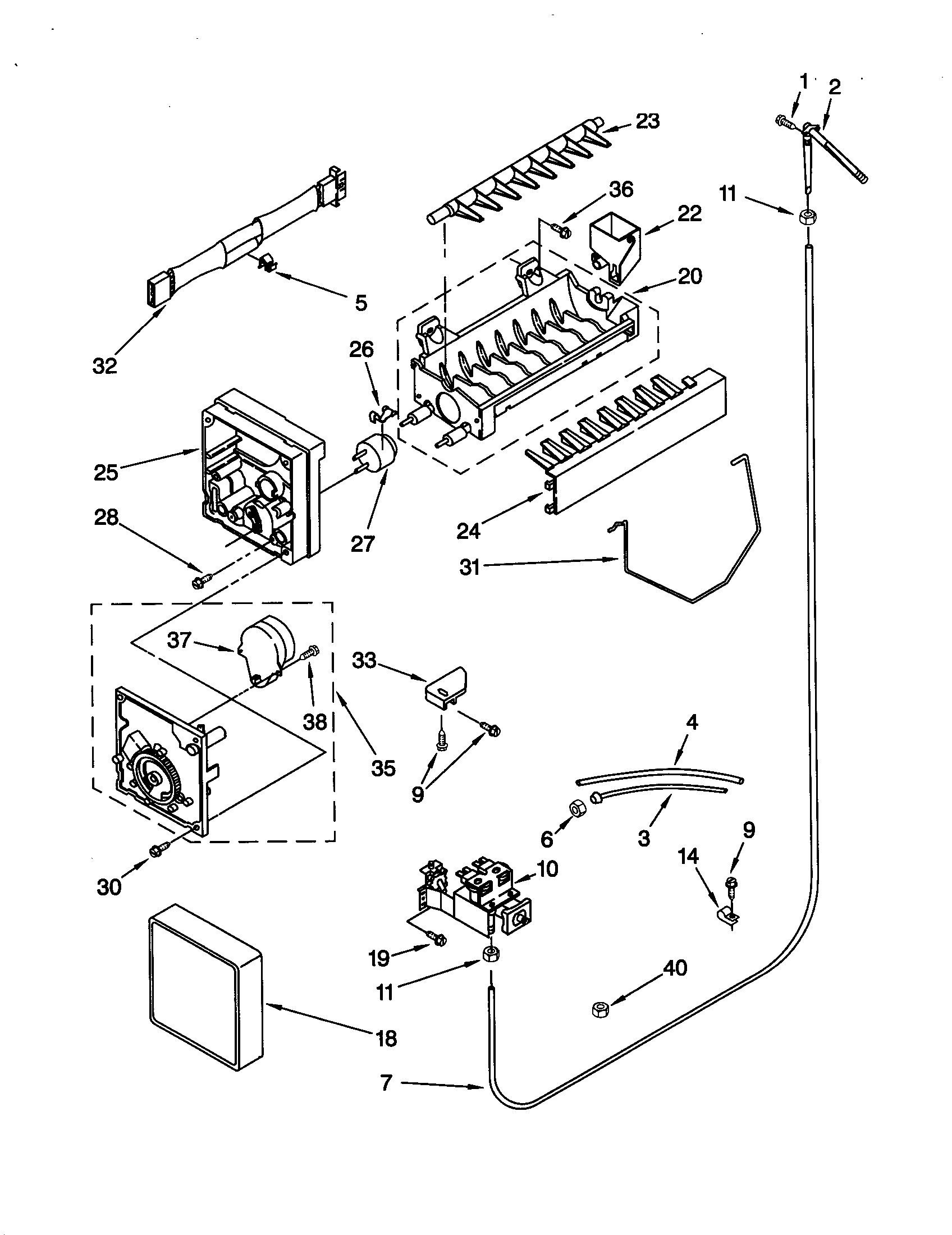 KitchenAid KSRS27FGSS11 icemaker diagram