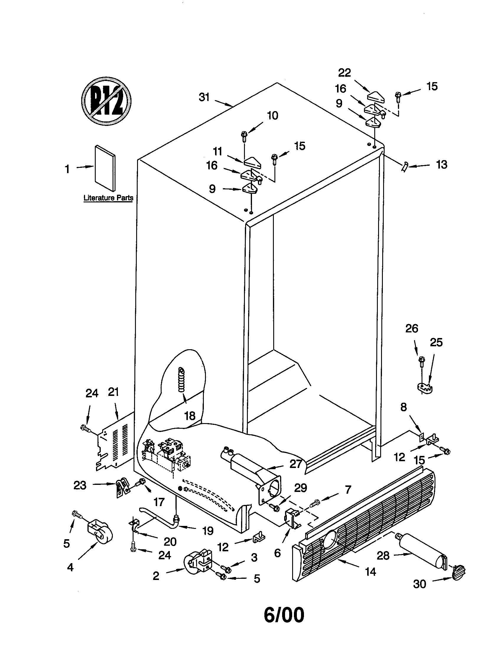 KitchenAid KSRS27FGSS13 cabinet diagram