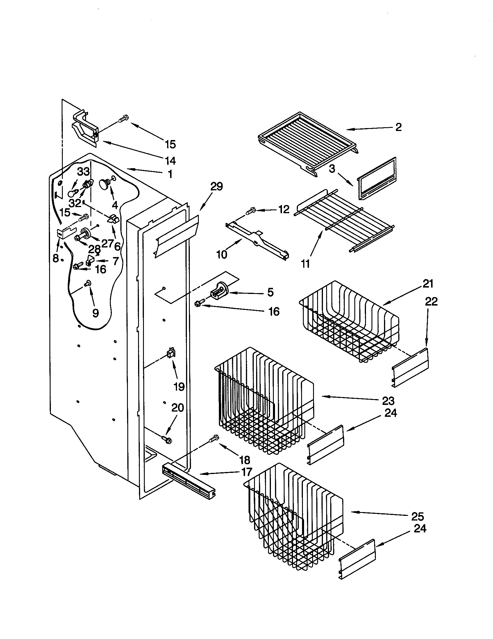 KitchenAid KSRS27FGSS13 freezer liner diagram