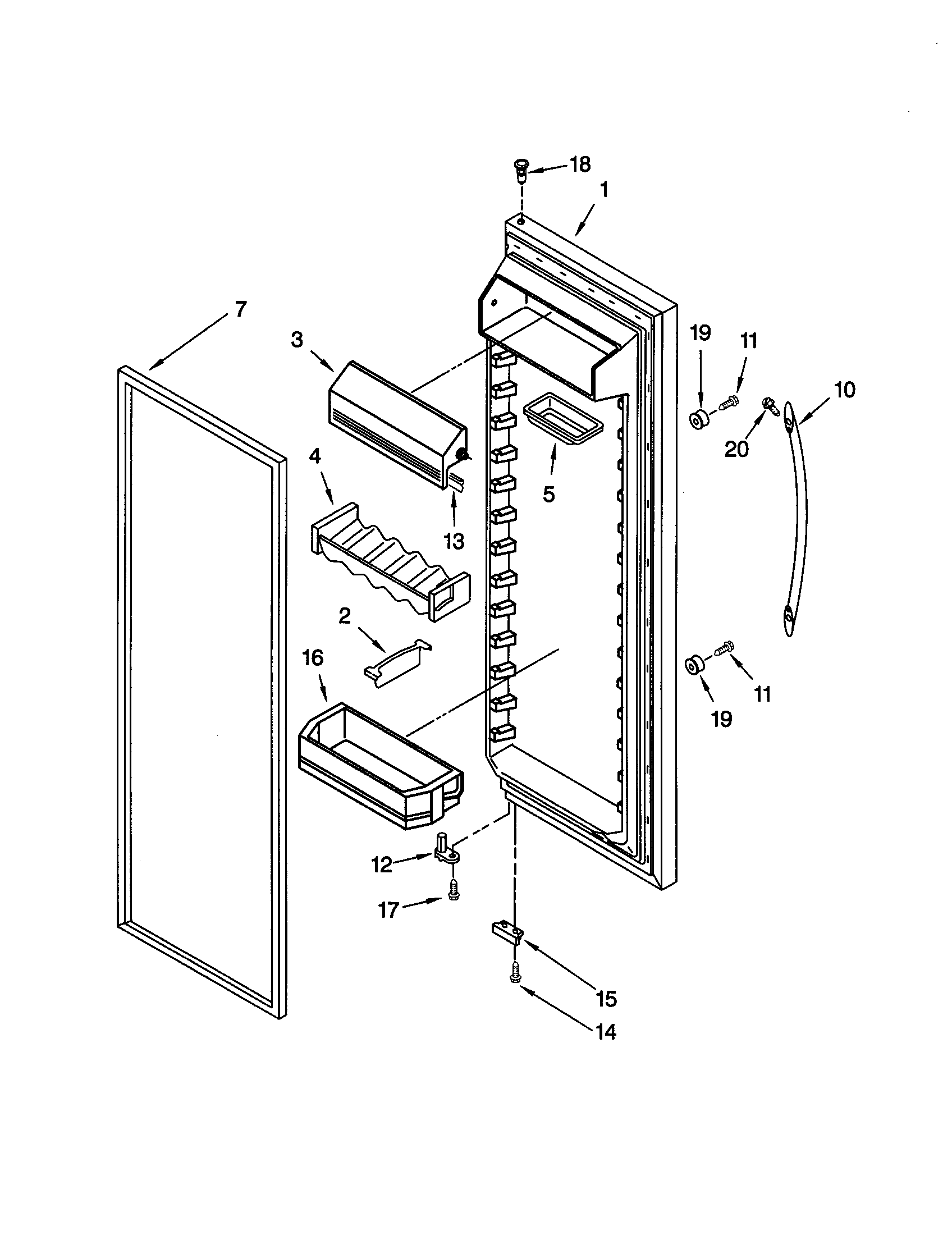 KitchenAid KSRS27FGSS13 refrigerator door diagram
