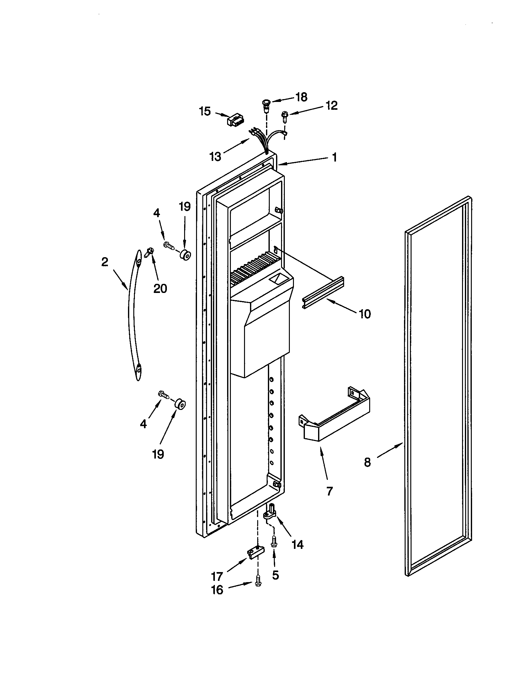 KitchenAid KSRS27FGSS13 freezer door diagram