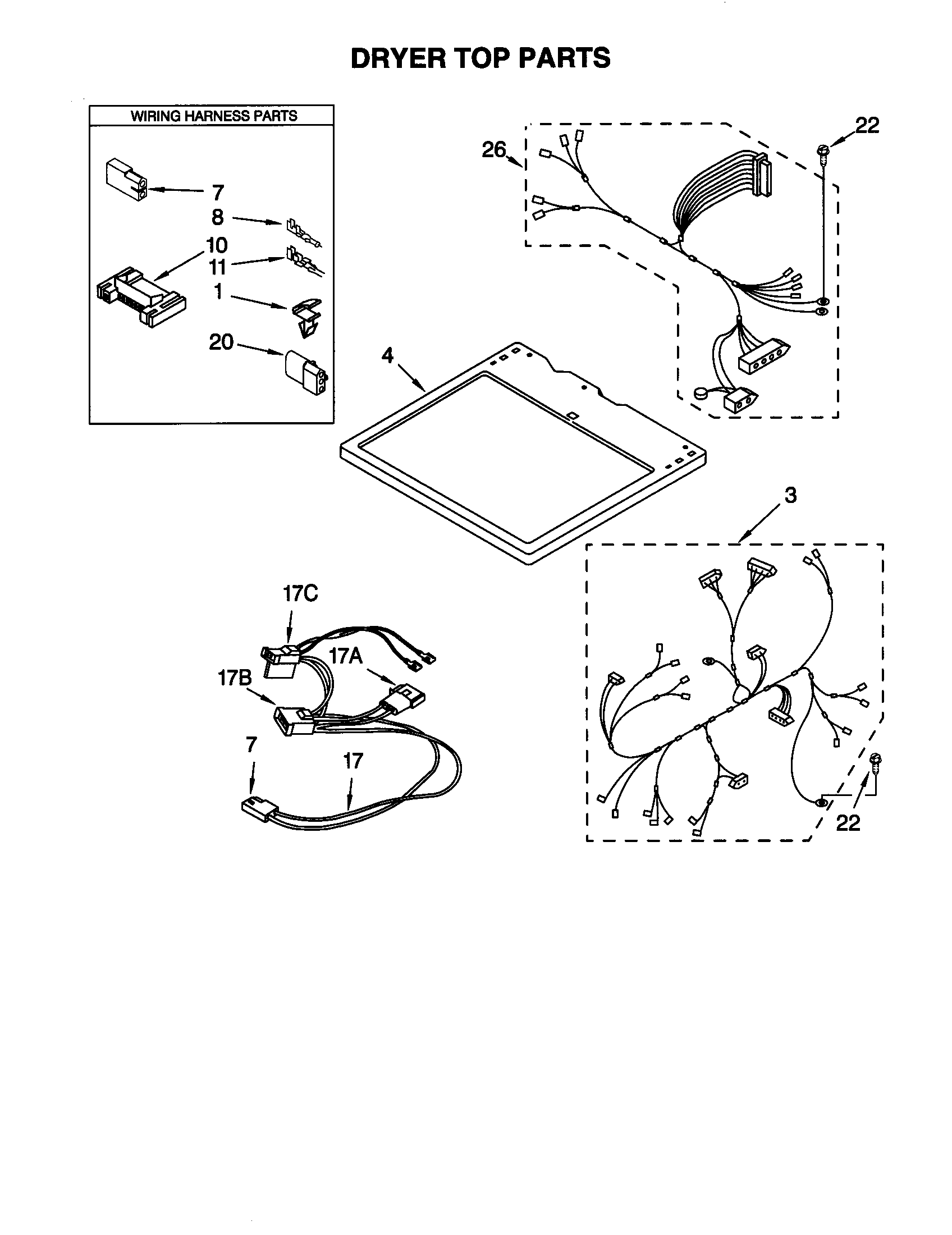 Kenmore 11071064000 dryer top diagram