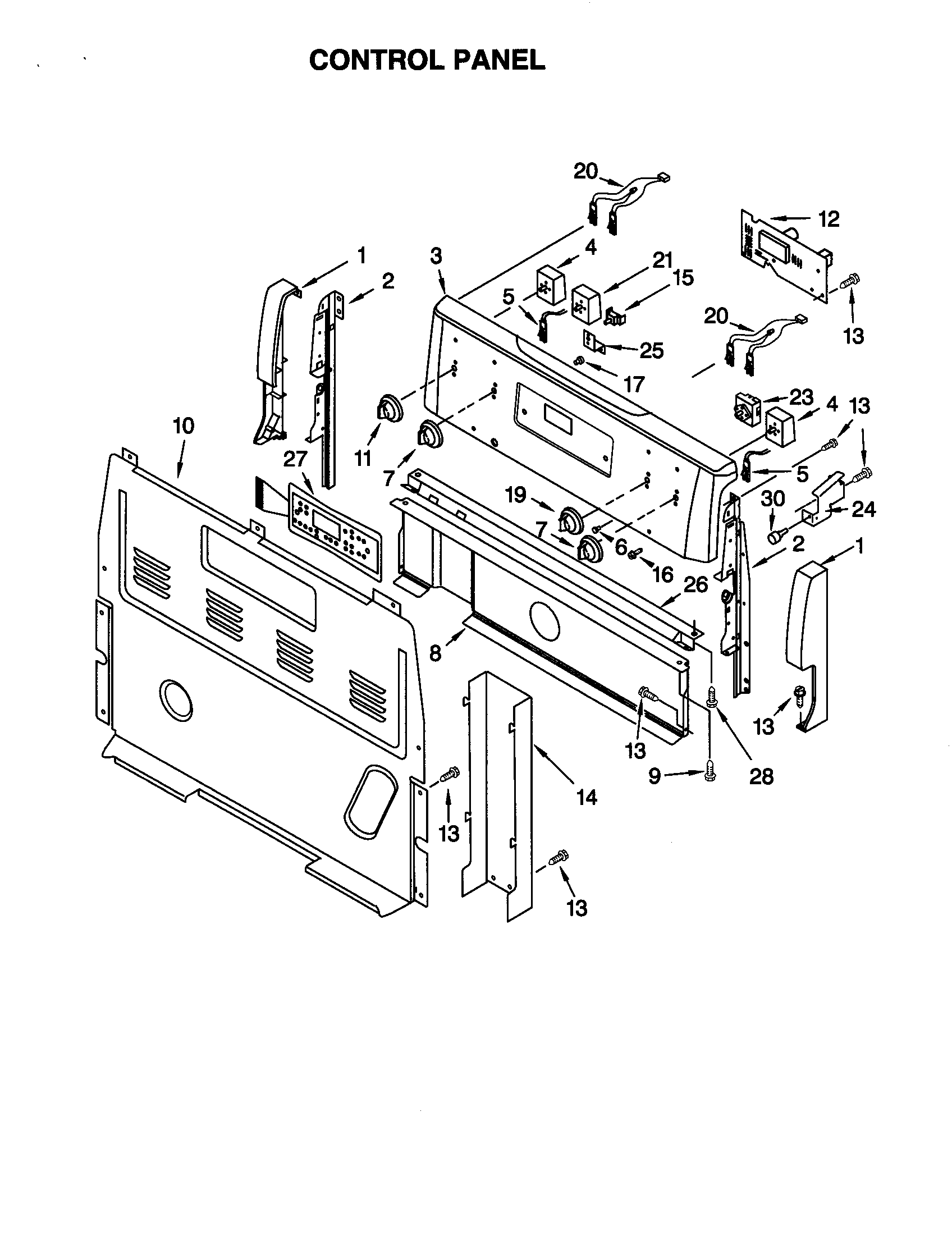 Kenmore 66595804000 control panel diagram