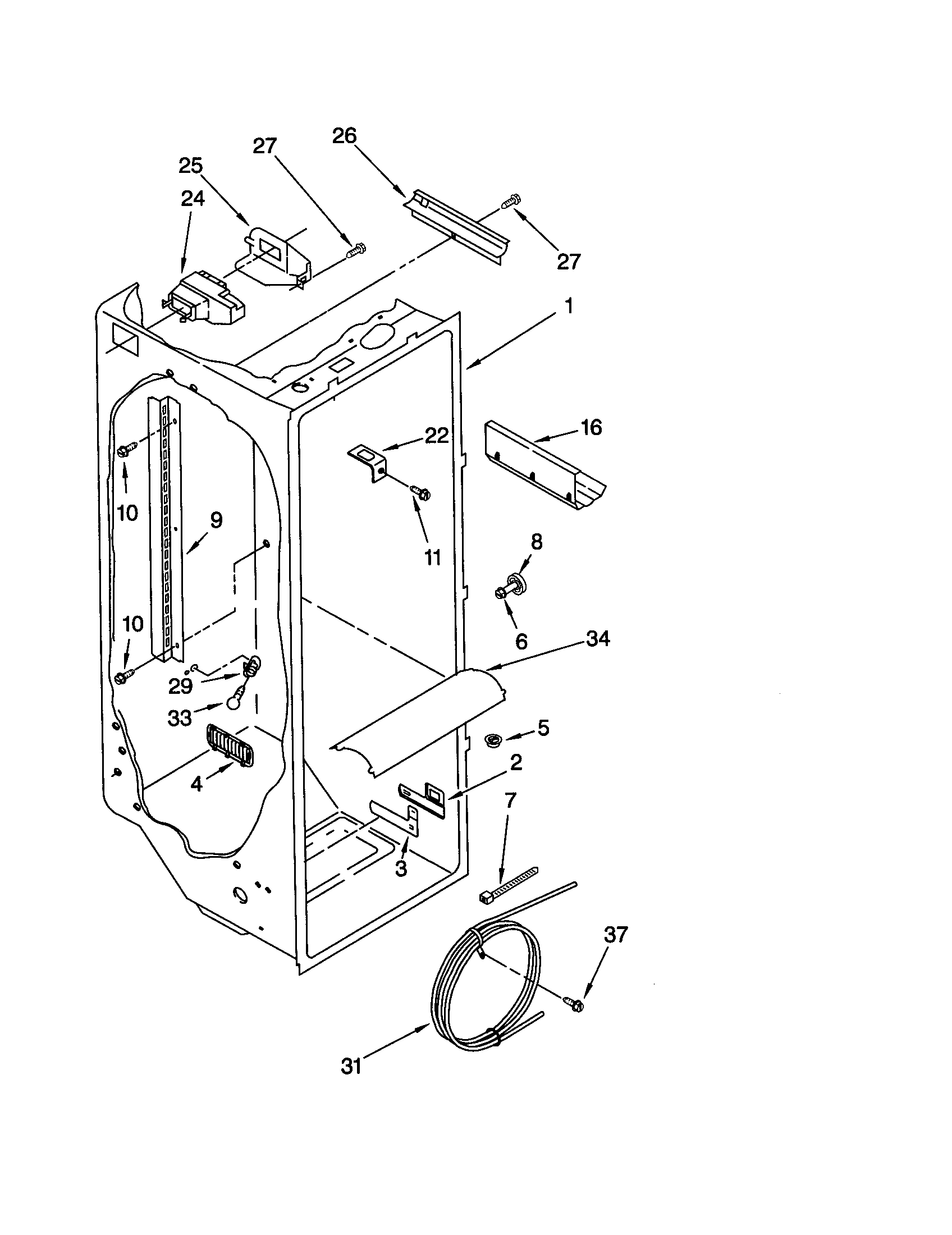 Whirlpool GD25SFXHS02 refrigerator liner diagram