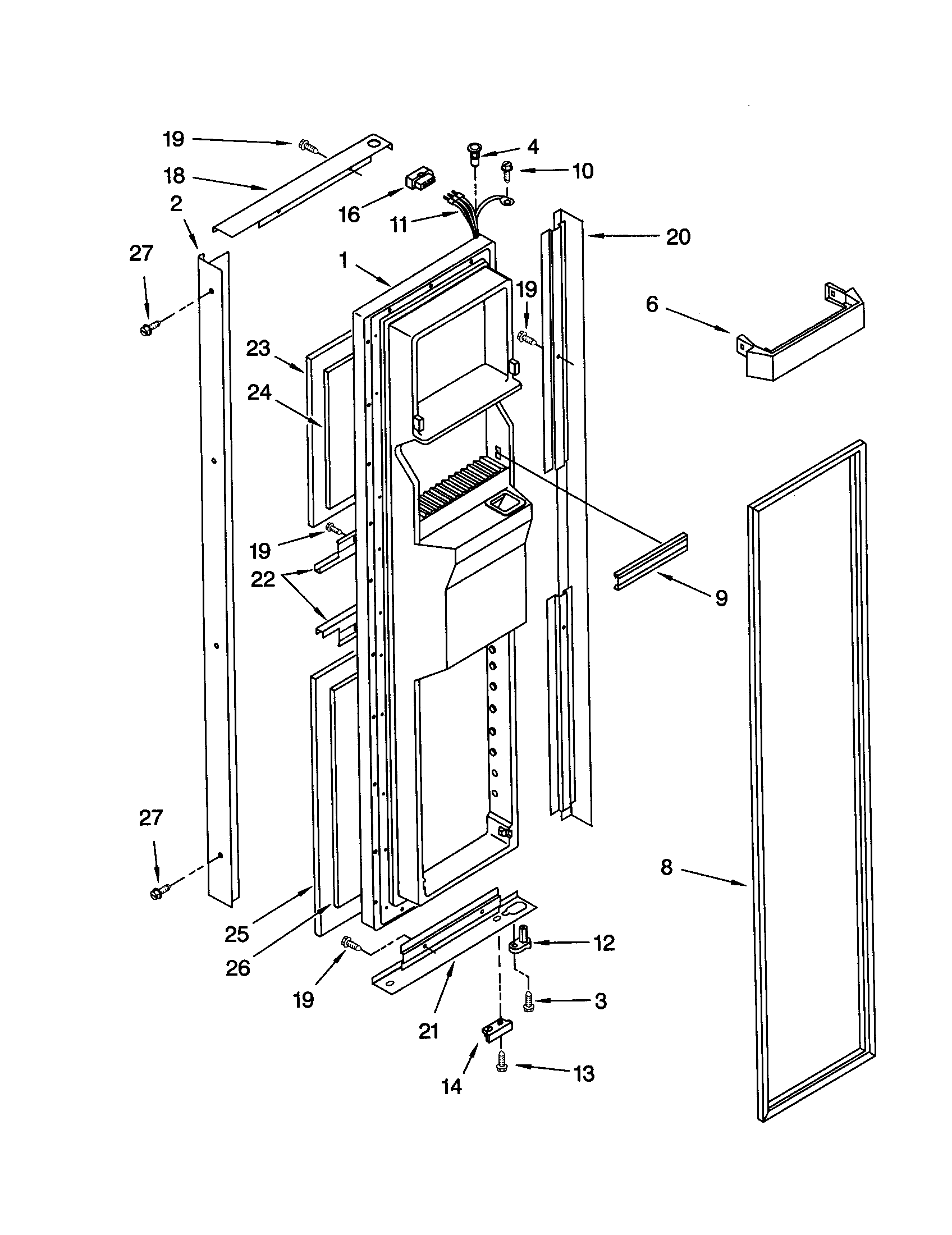 Whirlpool GD25SFXHS02 freezer door diagram