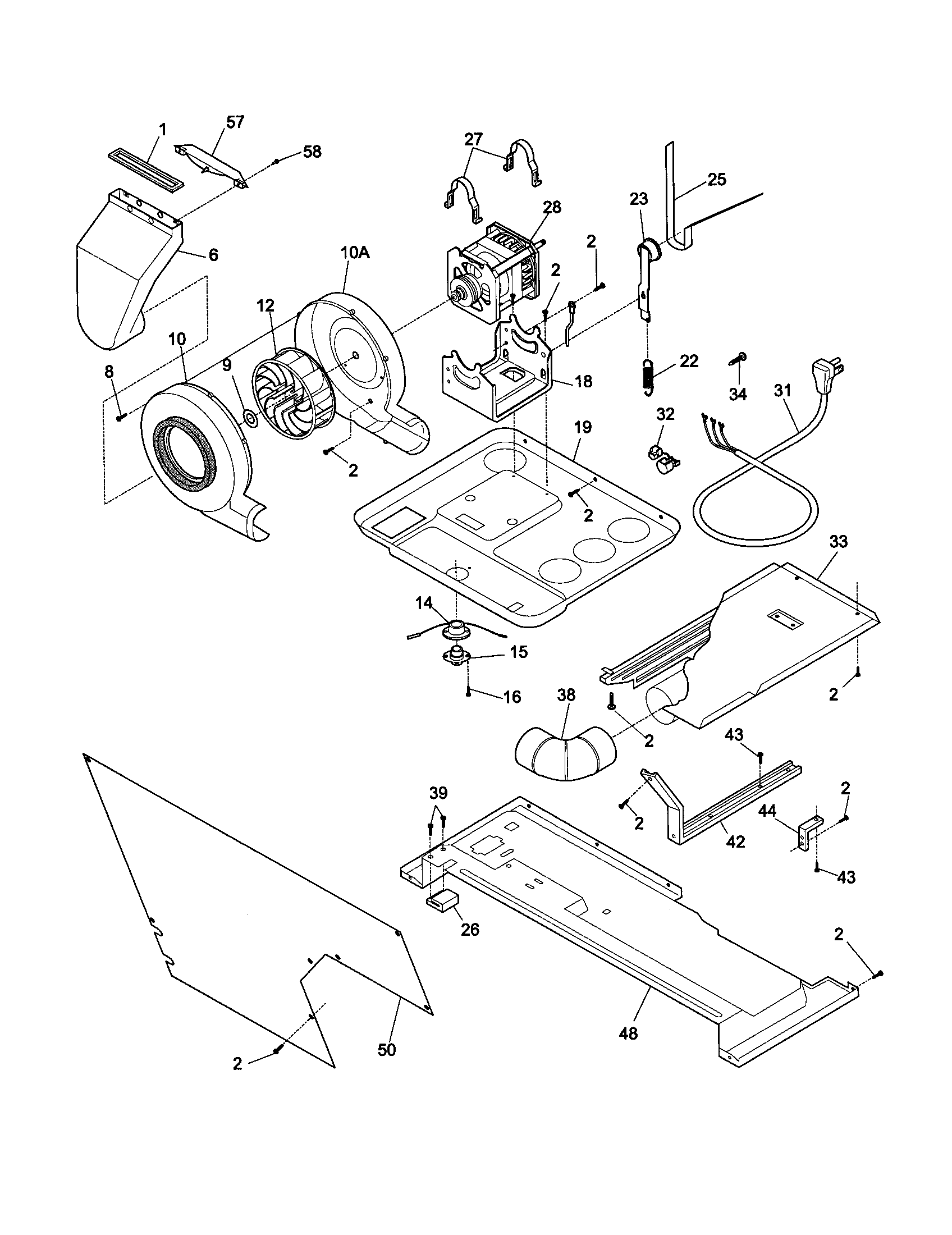 Sears Canada 970-C90802-00 motor/blower/belt diagram