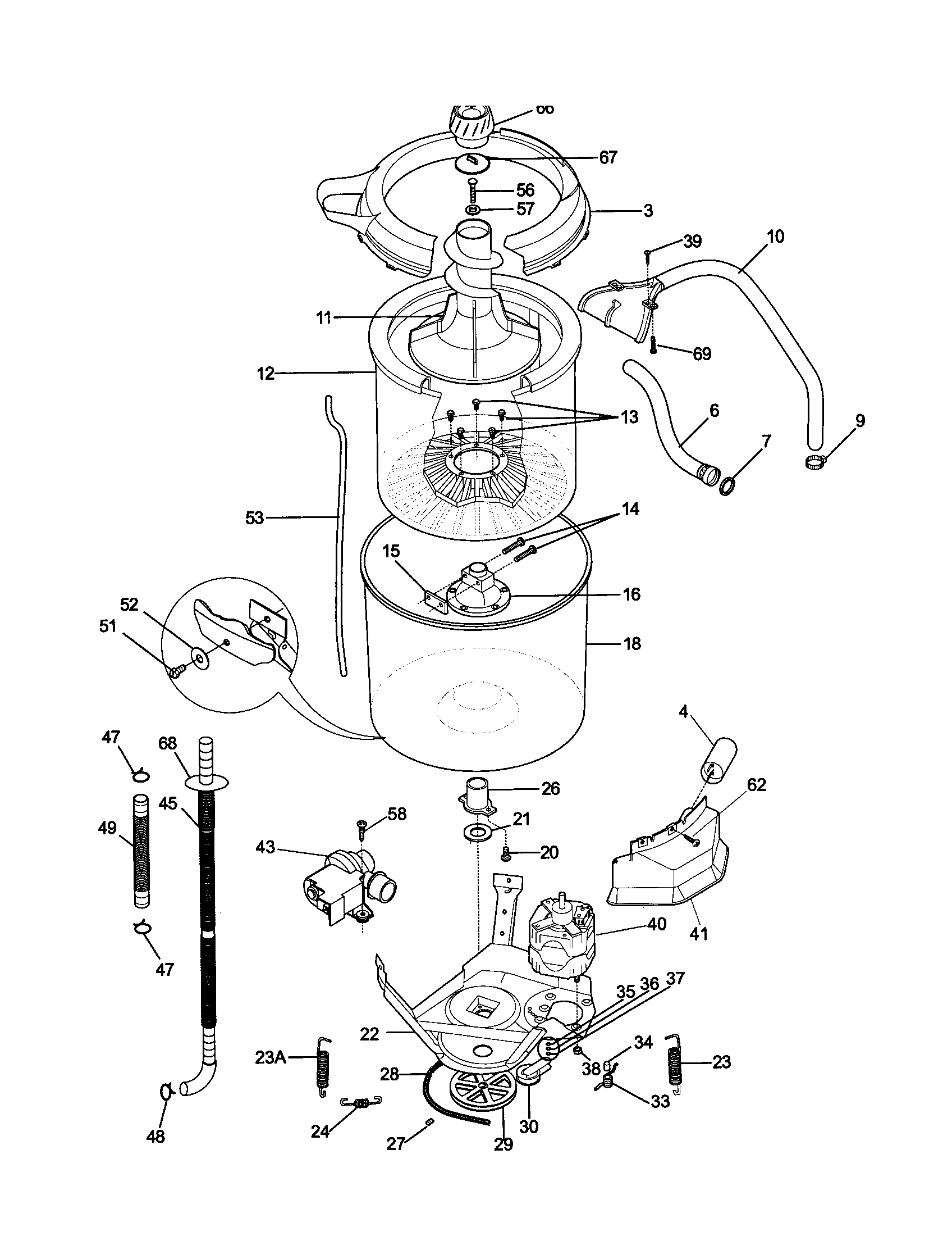 Sears Canada 970-C90802-00 motor/tub diagram