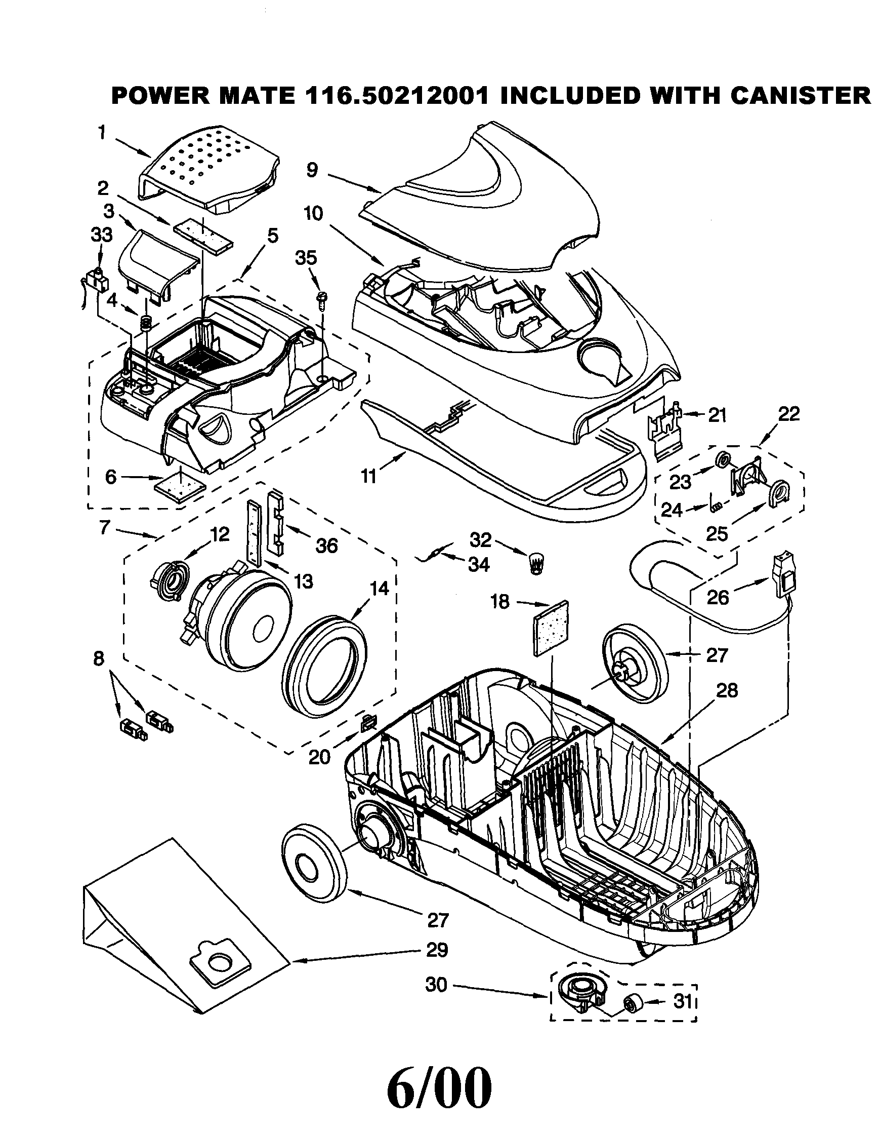 Kenmore 11620212001 vacuum diagram