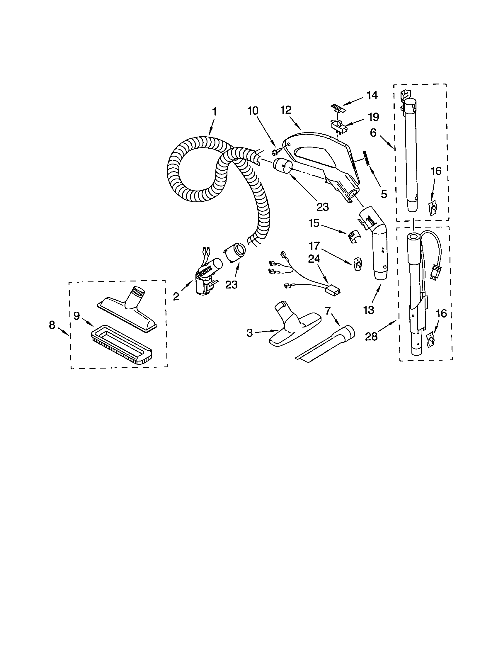 Kenmore 11620212001 hose and attachments diagram